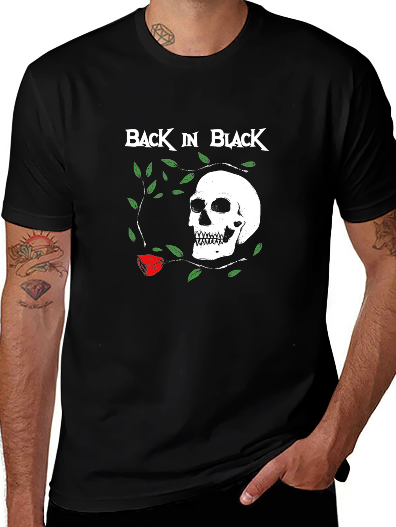 Variant 24 of Back in Black Skull Graphic T-Shirt