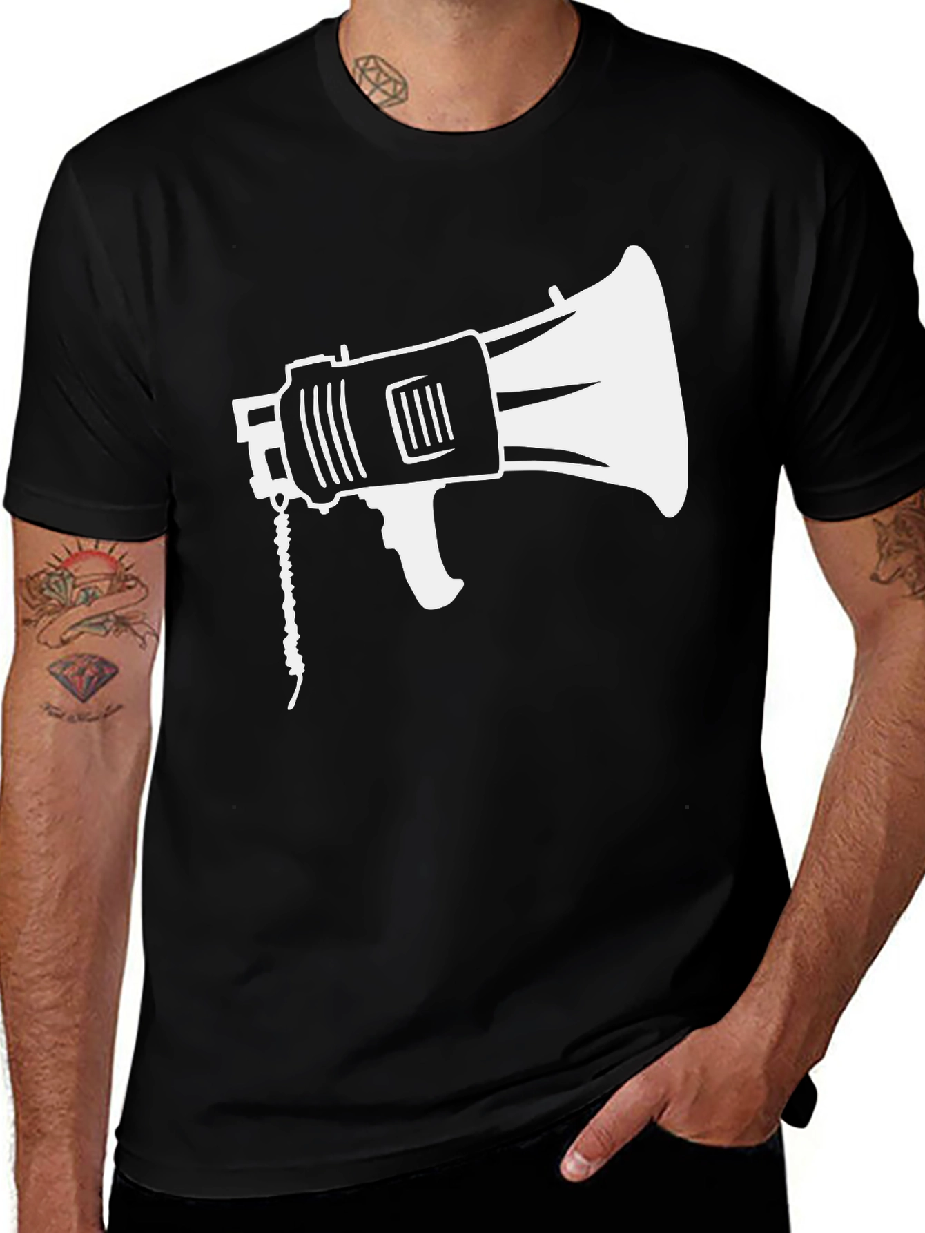 Megaphone Graphic Tee - Black Cotton Blend