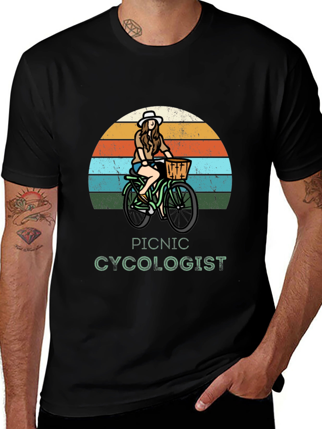 Variant 13 of Picnic Cycologist T-Shirt - Cycling Enthusiast Design