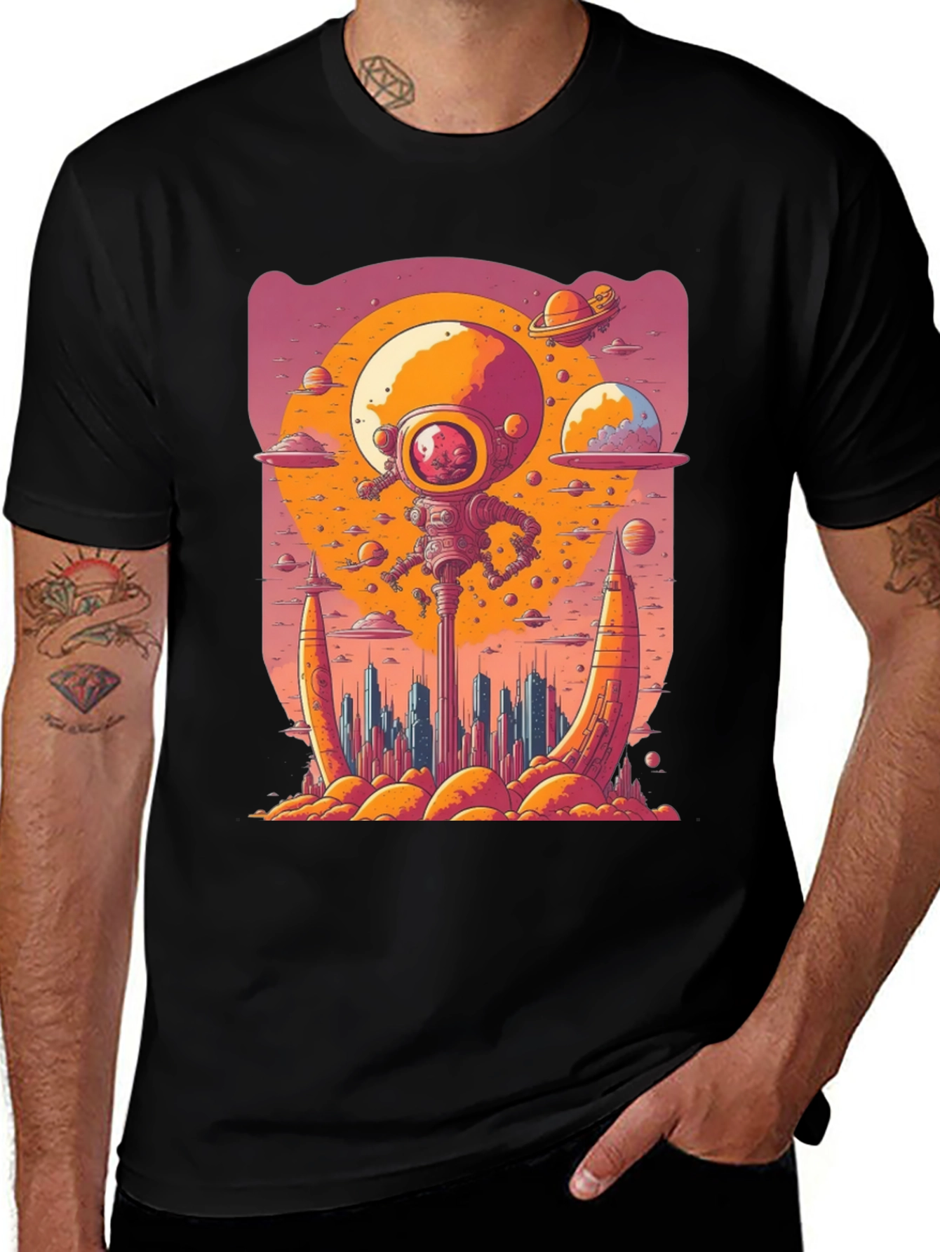 Variant 2 of Retro Space Alien T-Shirt - Sci-Fi Design