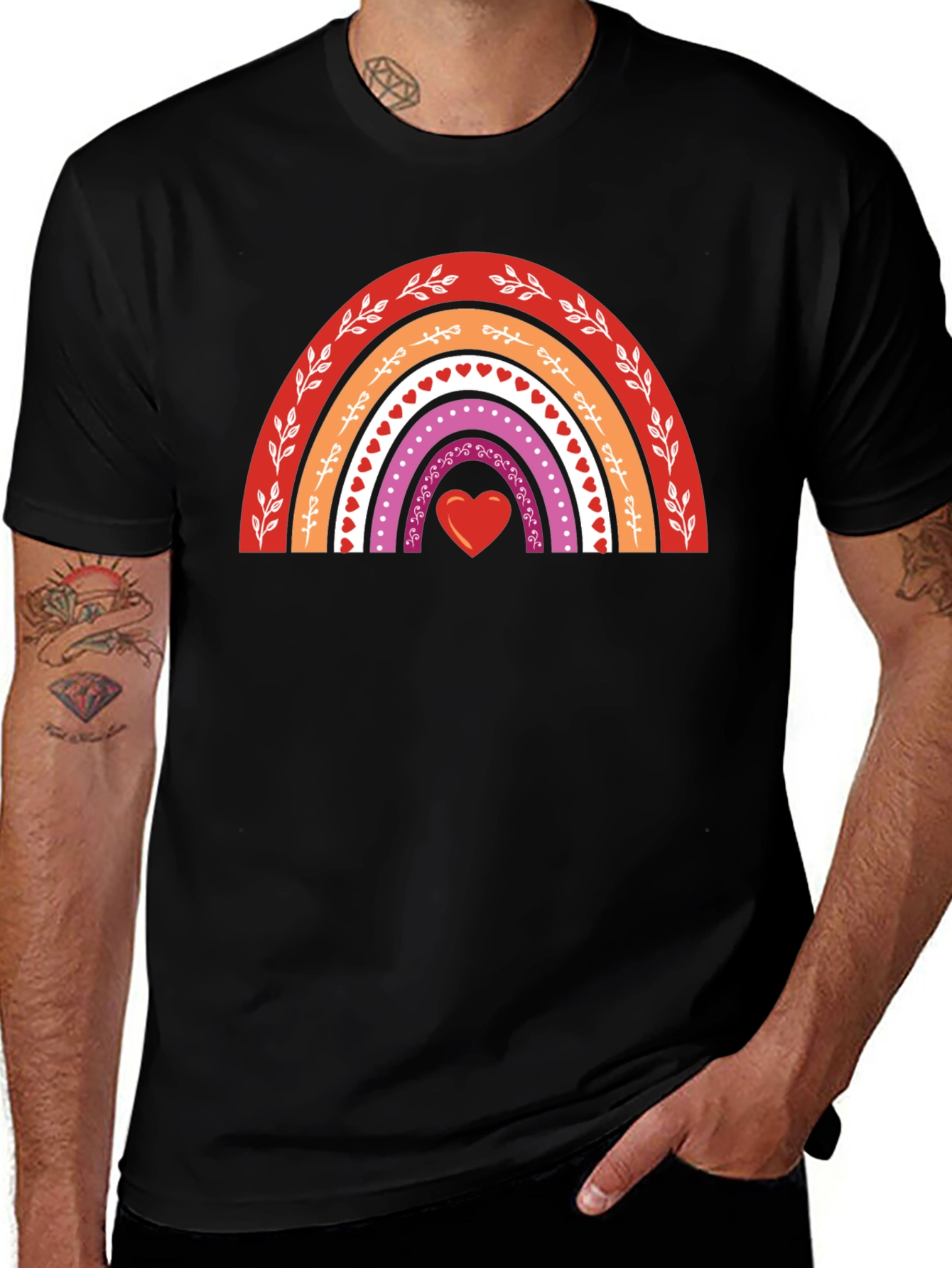 Variant 13 of Lesbian Pride Rainbow Heart T-Shirt
