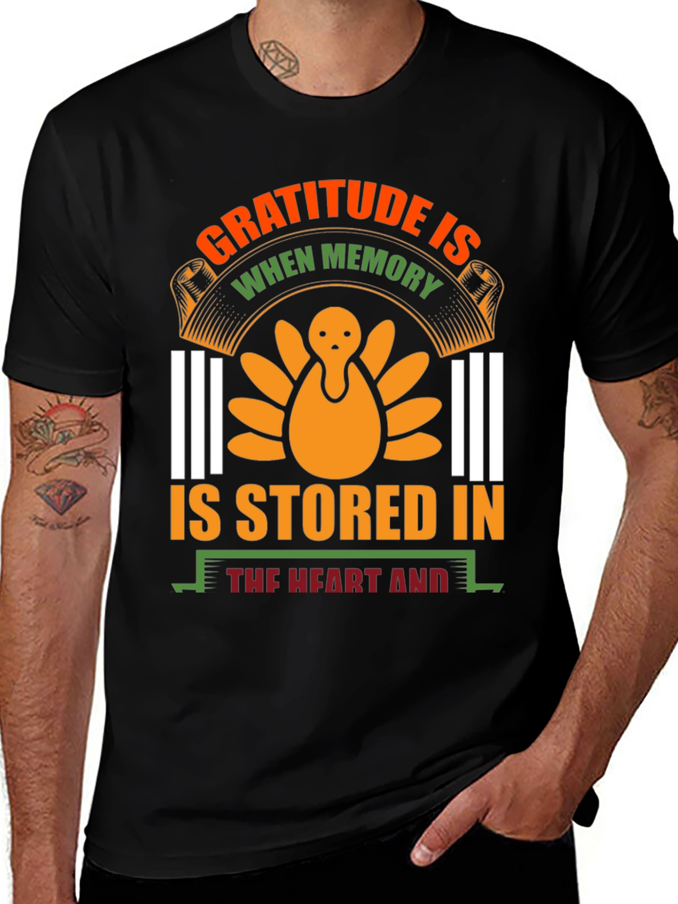 Gratitude Turkey Memory Heart Thanksgiving T-Shirt