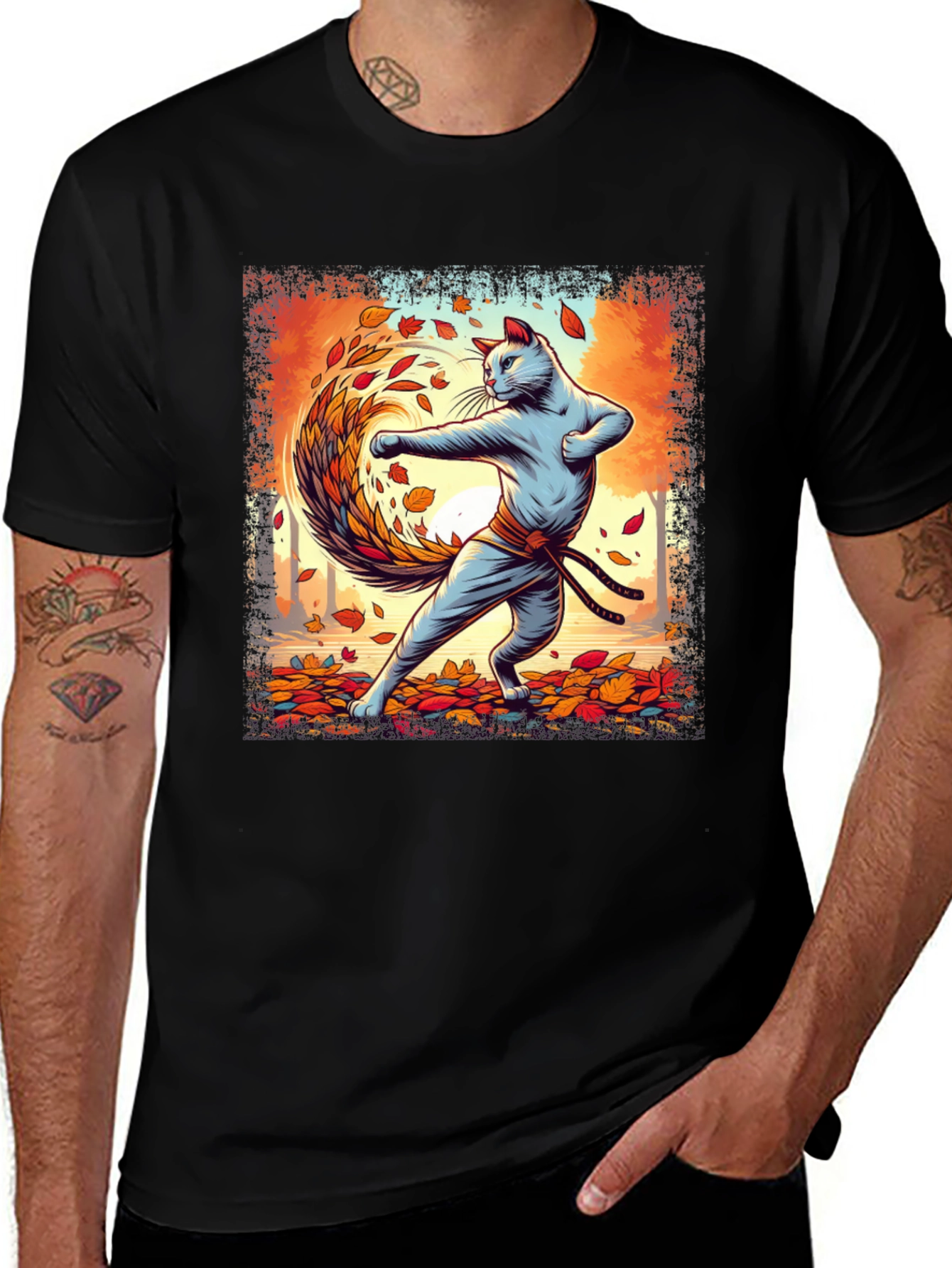 Variant 4 of Karate Cat Fall T-Shirt