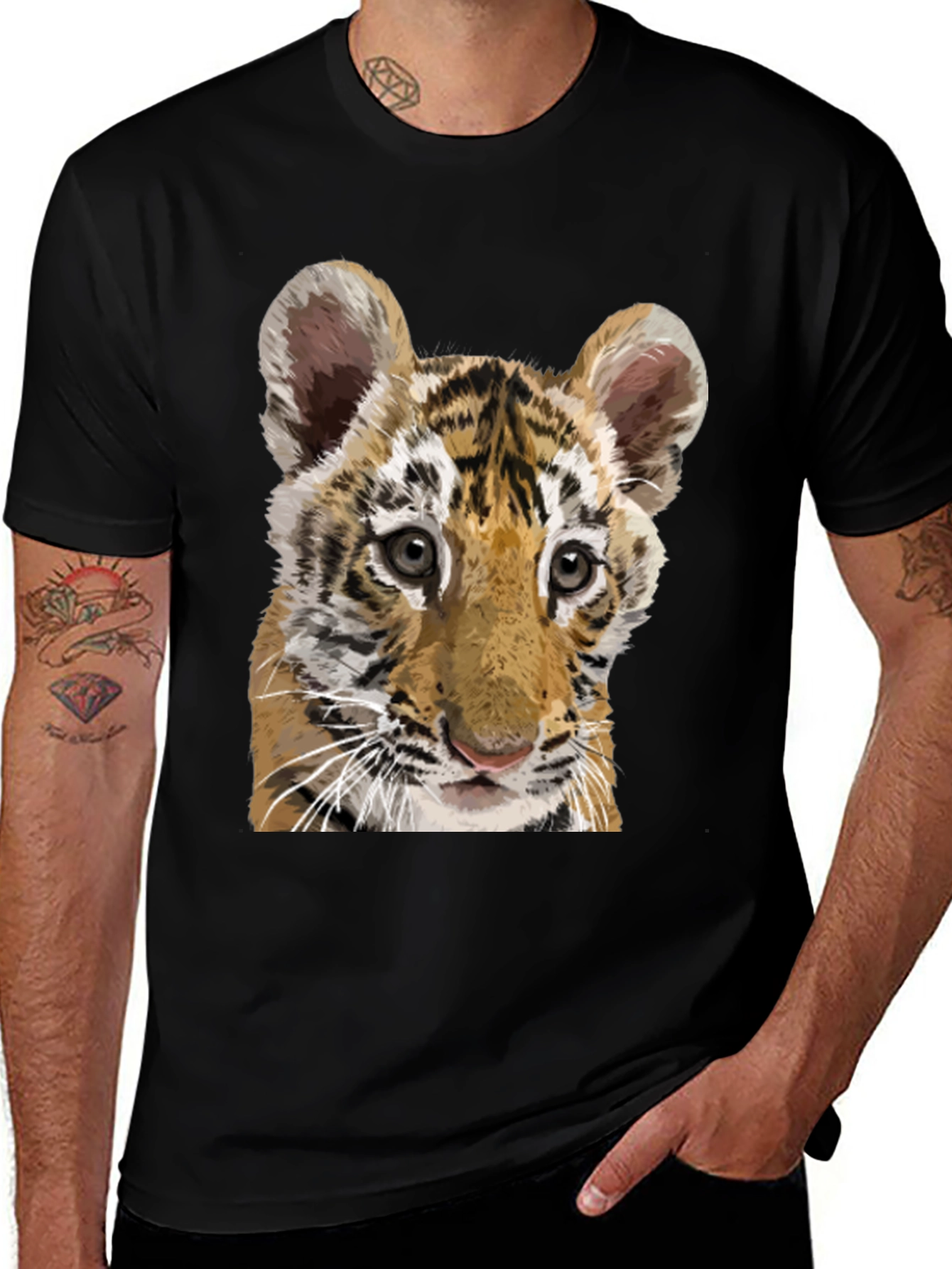 Variant 30 of Tiger Cub Graphic Tee - Men's Black T-Shirt