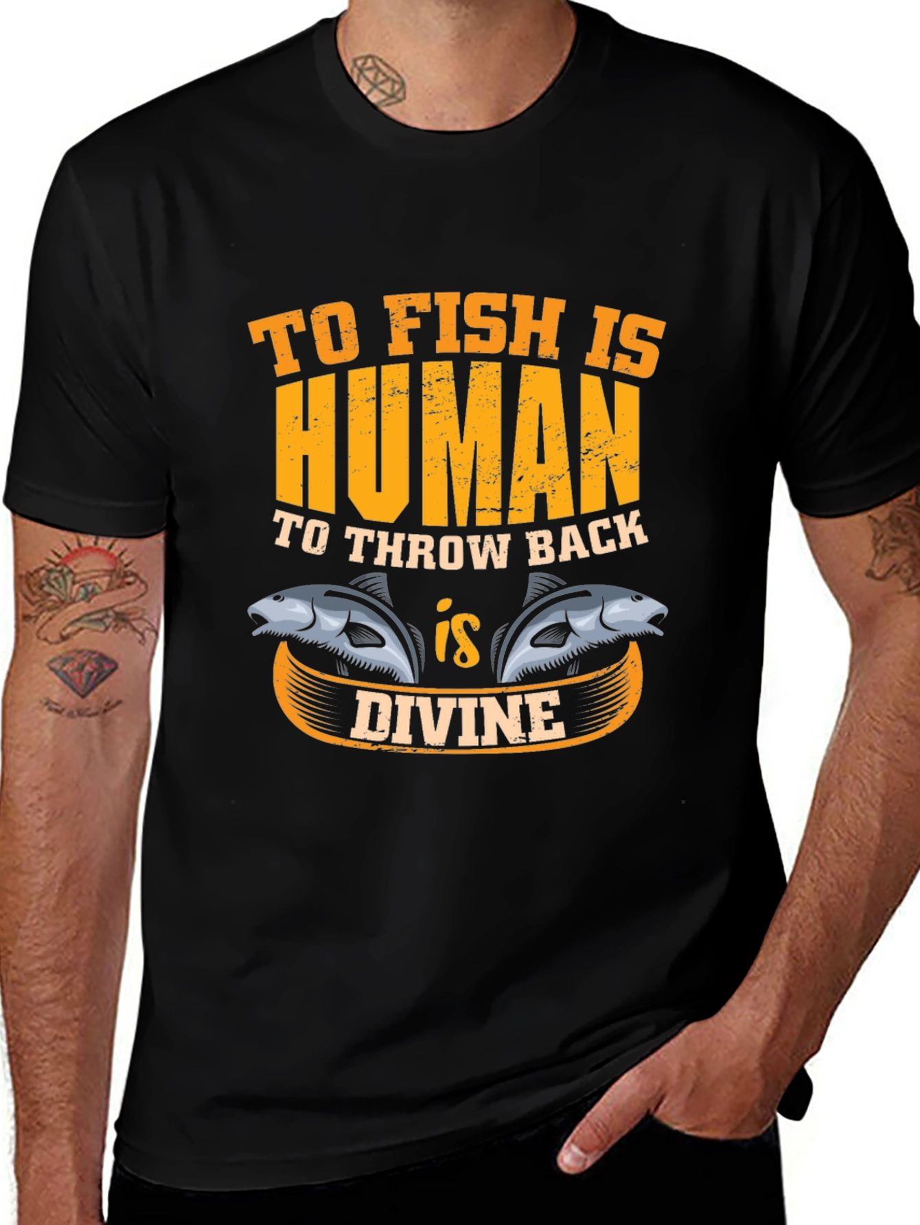 Variant 24 of To Fish Is Human Graphic T-Shirt