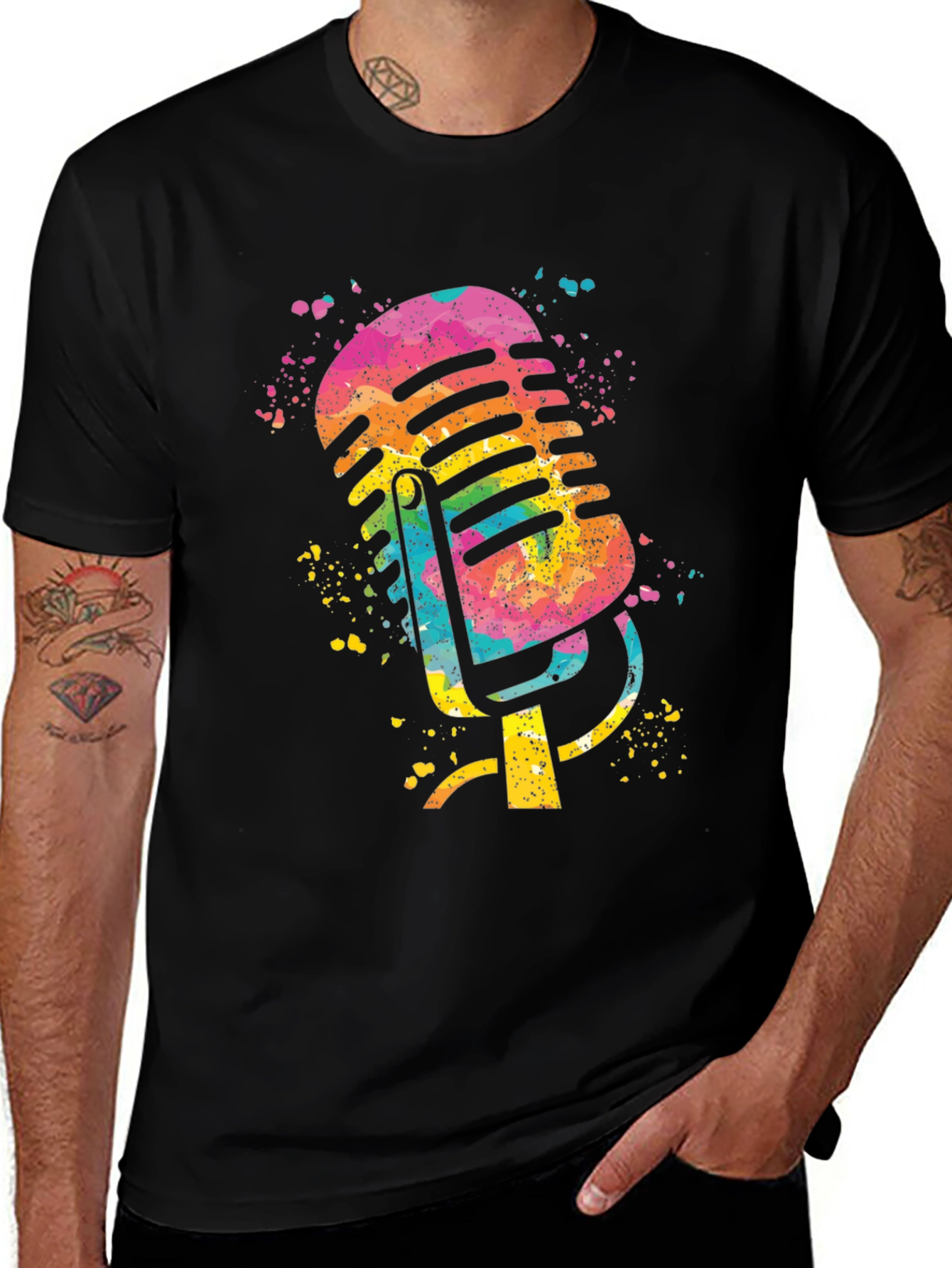 Variant 27 of Retro Microphone Splash Graphic Tee