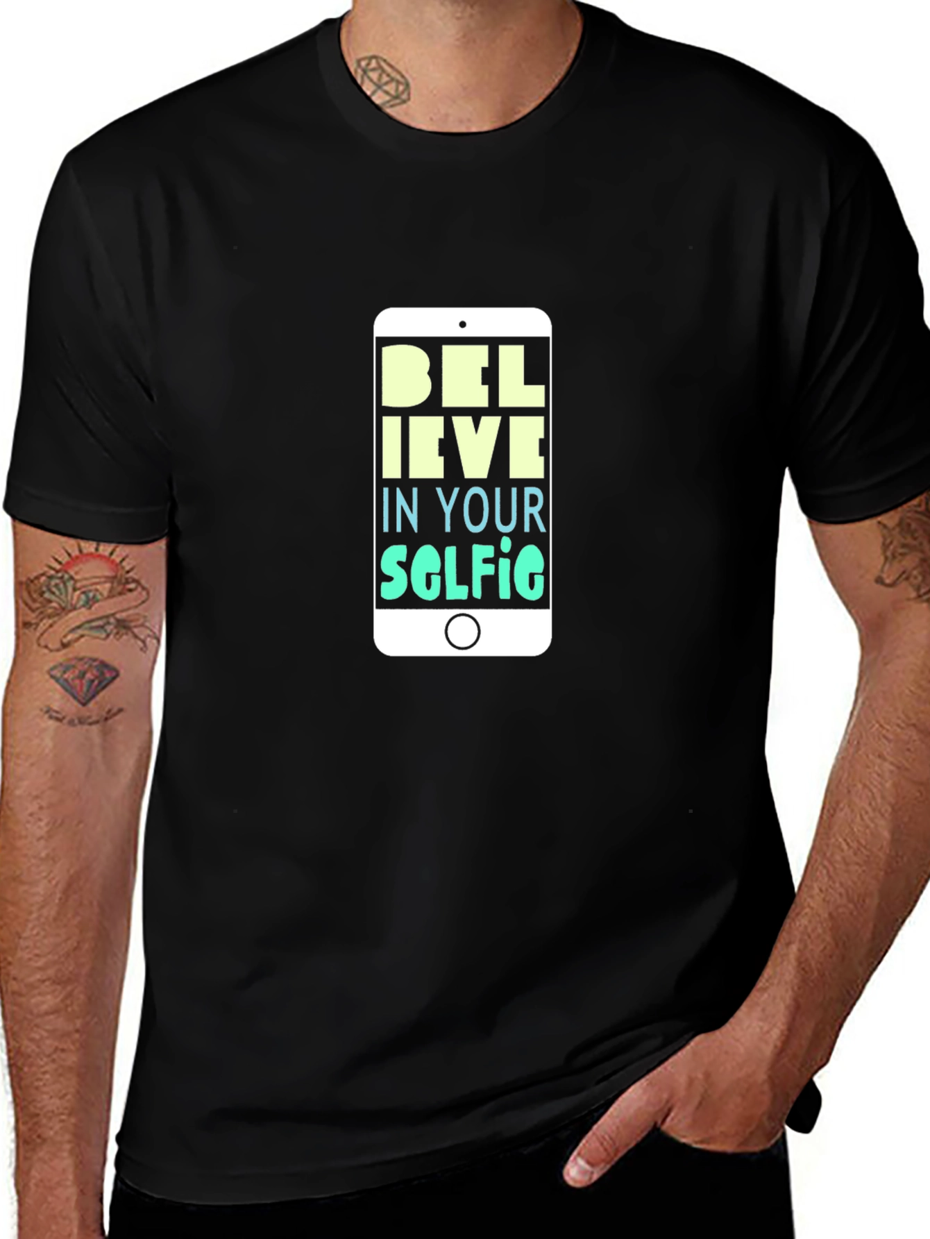 Variant 13 of Believe in Your Selfie T-Shirt - Black
