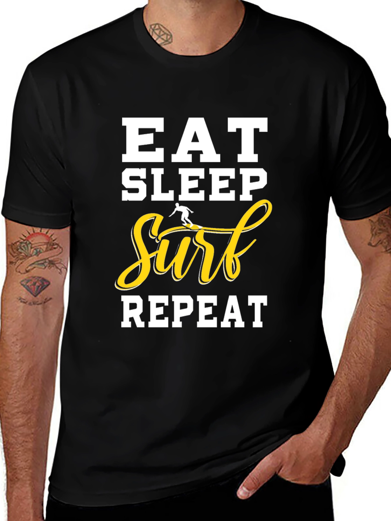 Variant 30 of Eat Sleep Surf Repeat Black T-Shirt