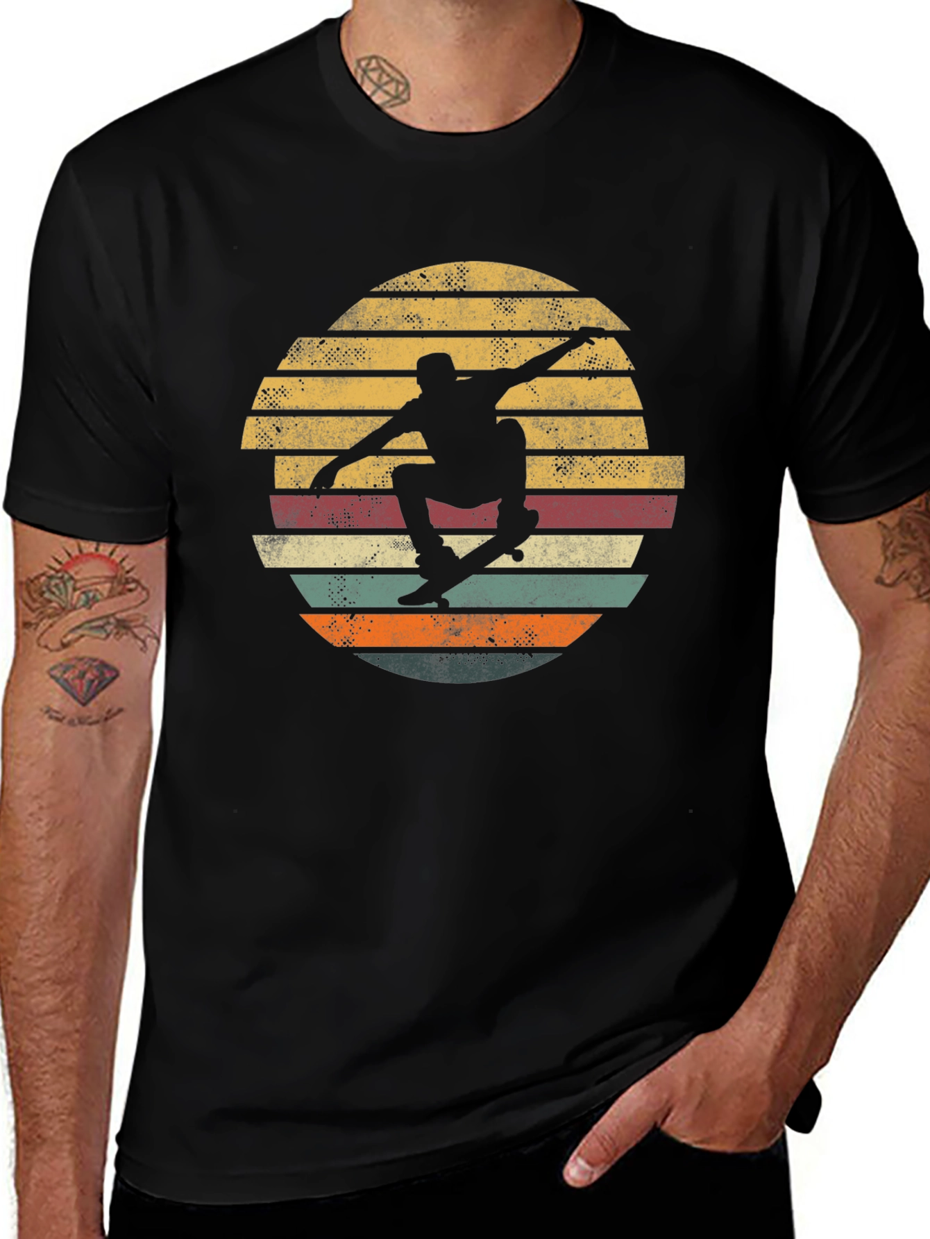 Variant 12 of Retro Skateboarder Sunset Graphic T-Shirt