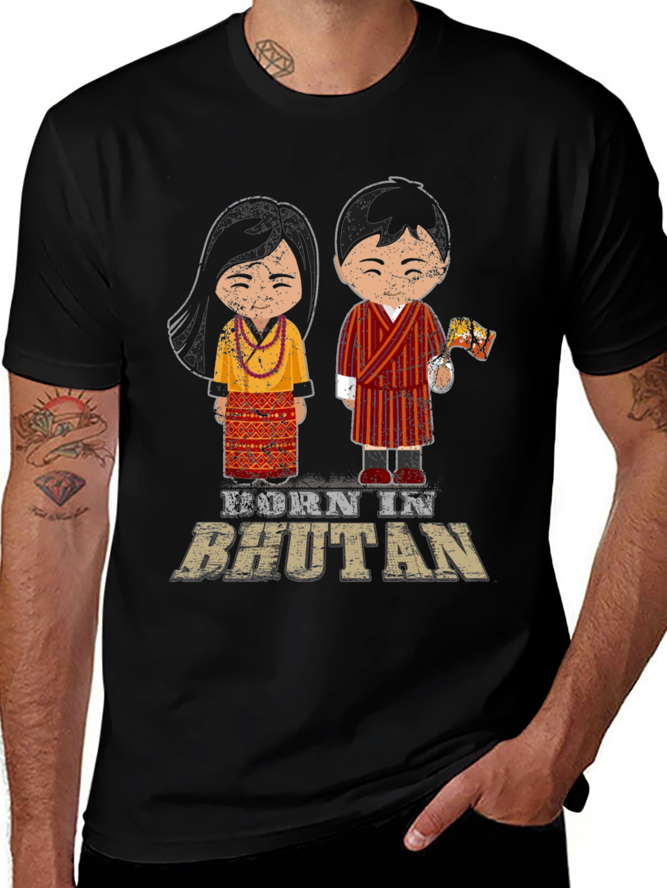 Born in Bhutan T-Shirt Cute Cartoon Design