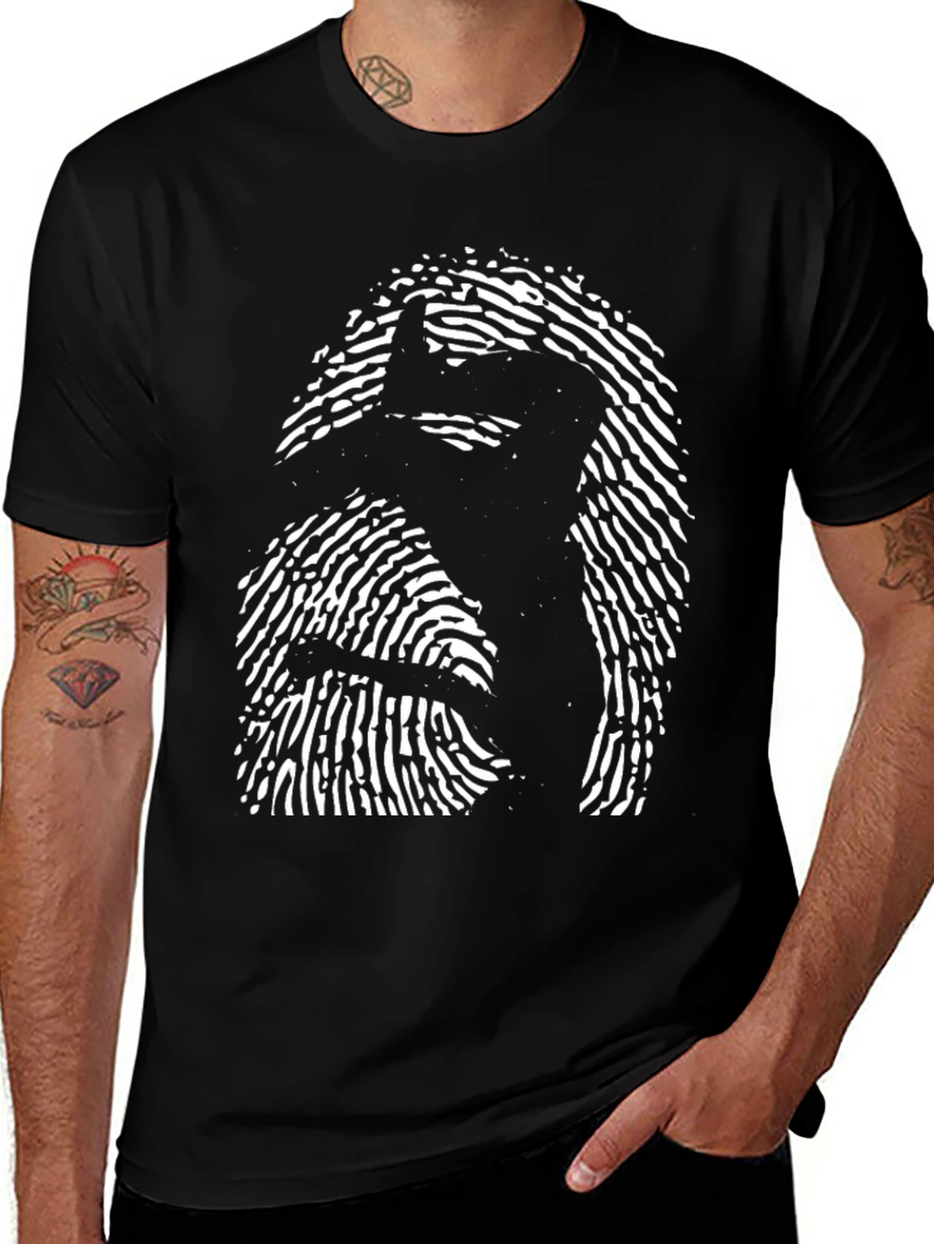 Variant 9 of Fingerprint Silhouette Black T-Shirt