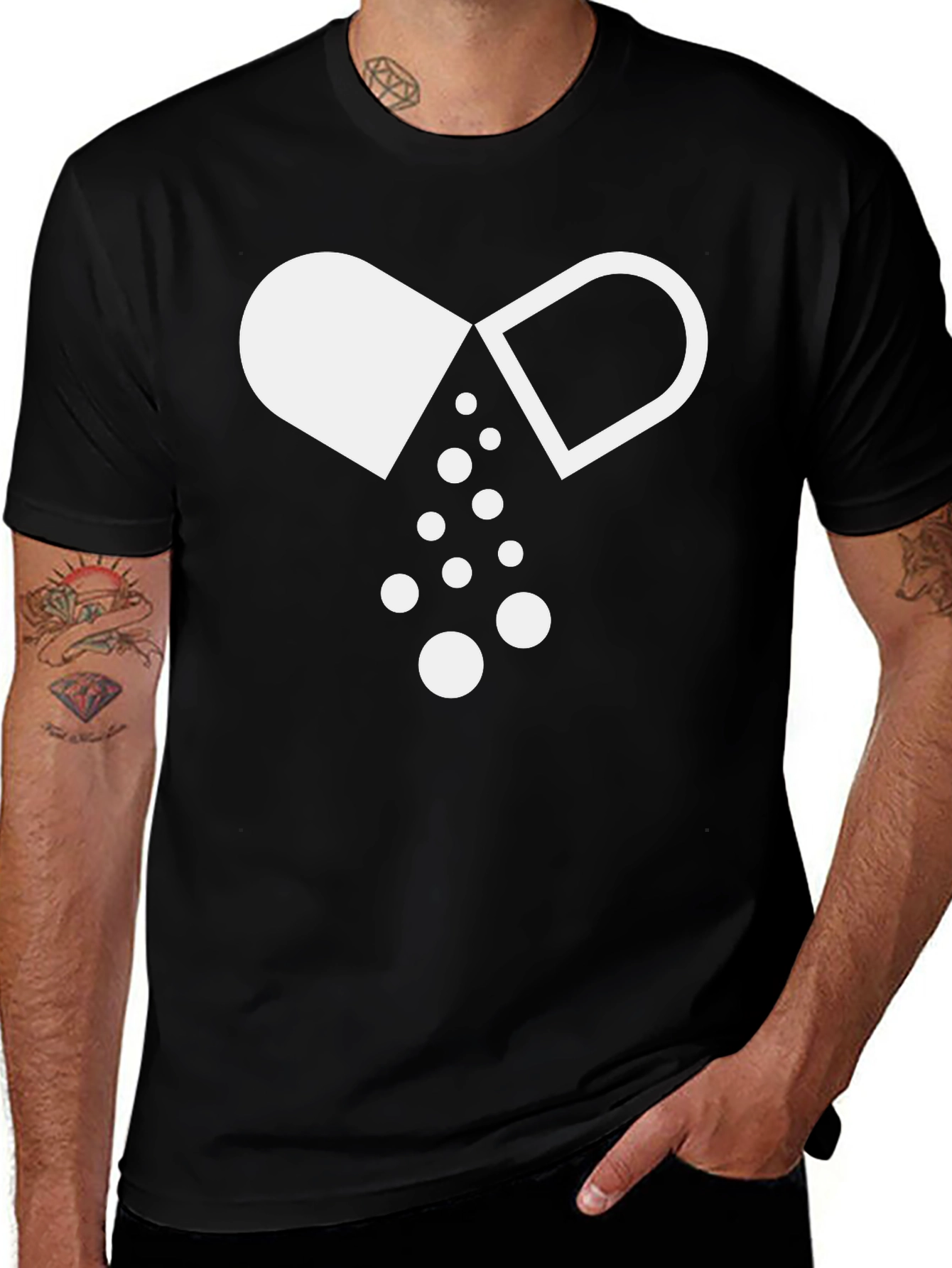 Variant 7 of Pill Graphic Black T-Shirt