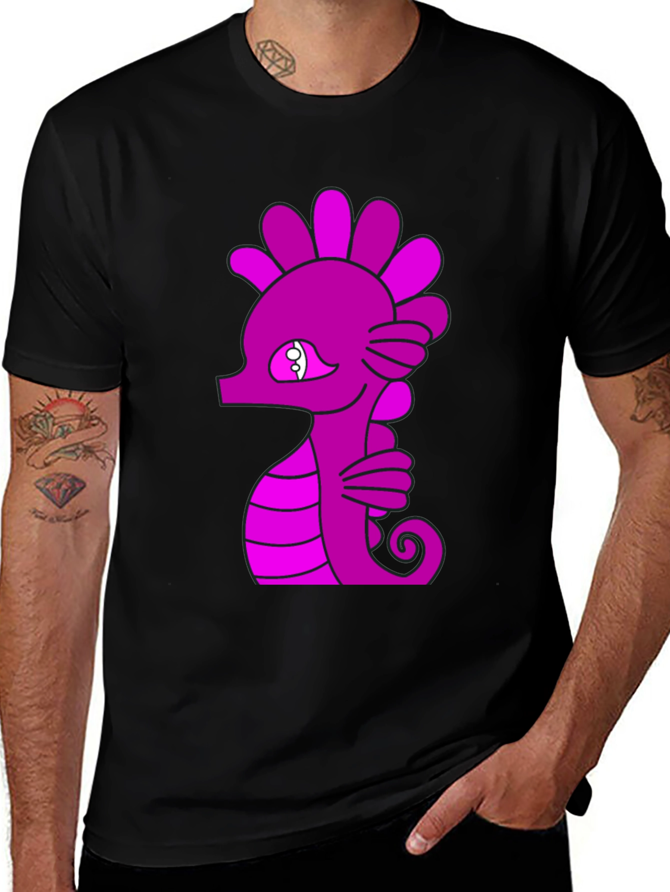 Pink Seahorse Graphic Tee - Fun Novelty Shirt