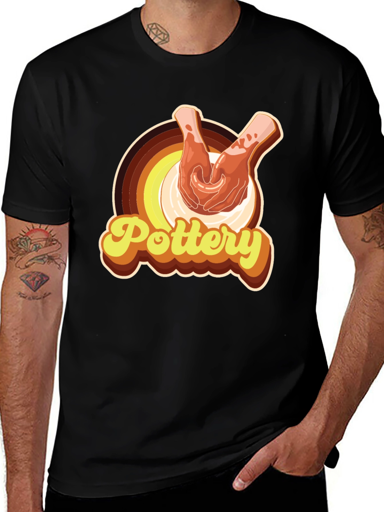 Variant 16 of Pottery Hands T-Shirt - Retro Style Pottering Tee