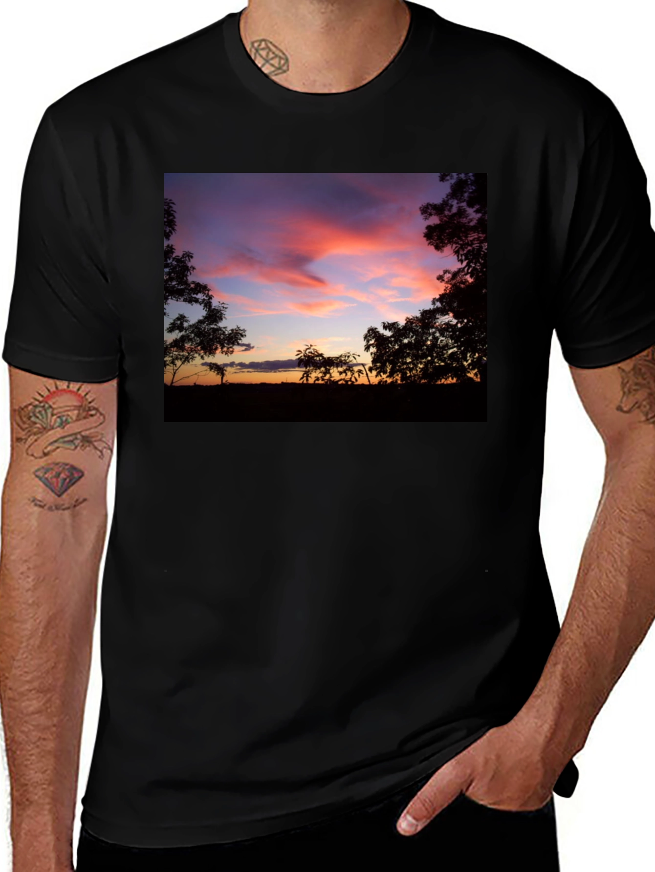Variant 19 of Sunset Silhouette Graphic Tee - Soft Cotton Blend