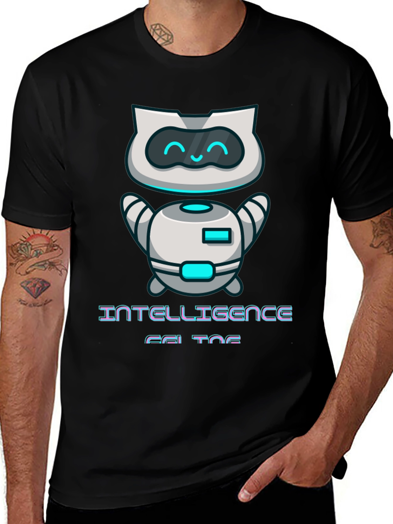 Variant 29 of Cute Robot Cat T-Shirt - Intelligence