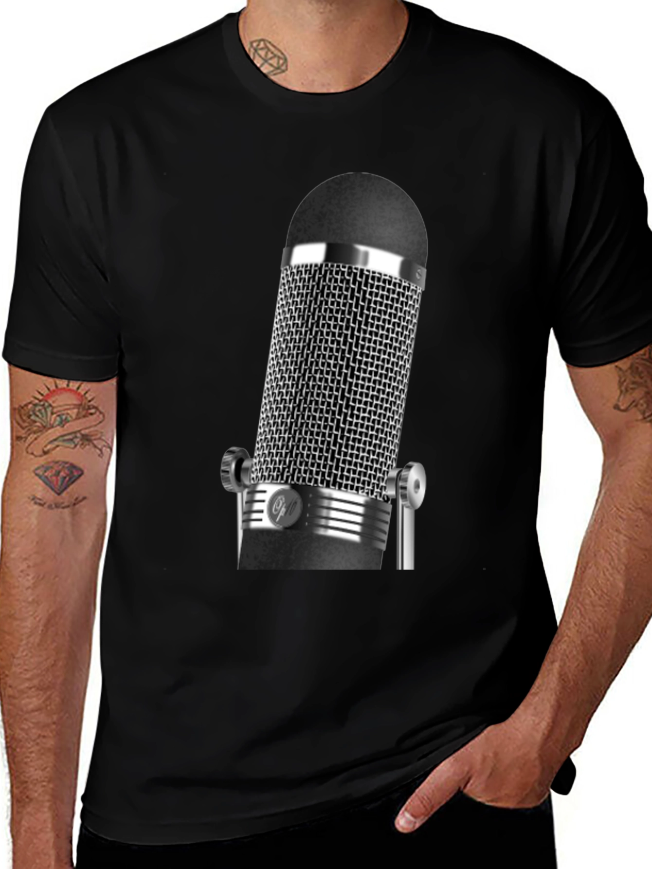 Variant 14 of Vintage Microphone Graphic T-Shirt - Classic Studio Look