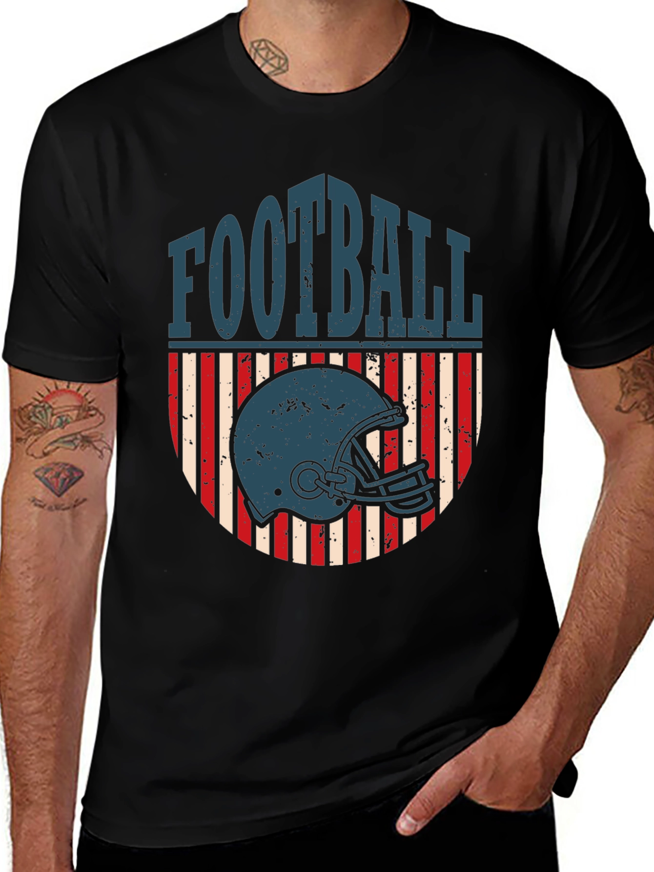 Variant 23 of Football Helmet Graphic Tee - Retro Style