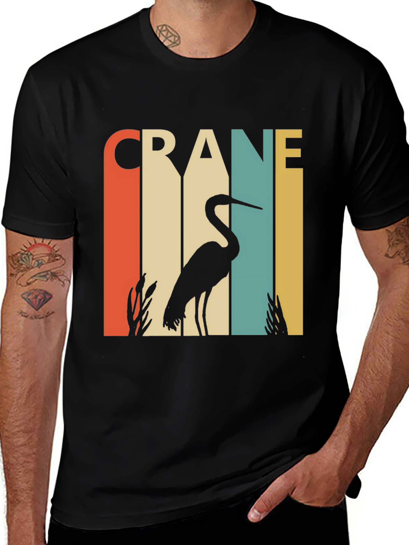 Variant 28 of Vintage Crane Bird T-Shirt - Retro Design