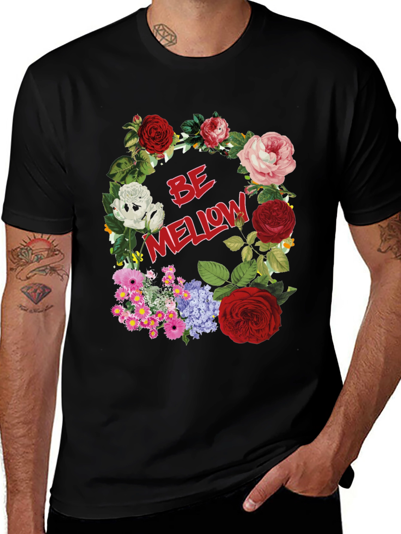 Variant 9 of Be Mellow Floral Graphic T-Shirt - Stylish Casual Wear