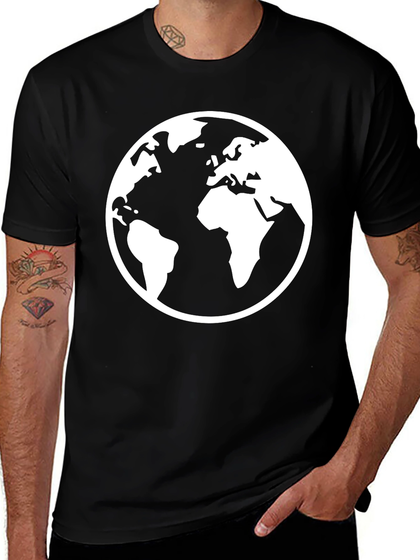 Variant 26 of Globe Graphic Tee - Black Earth Design T-Shirt