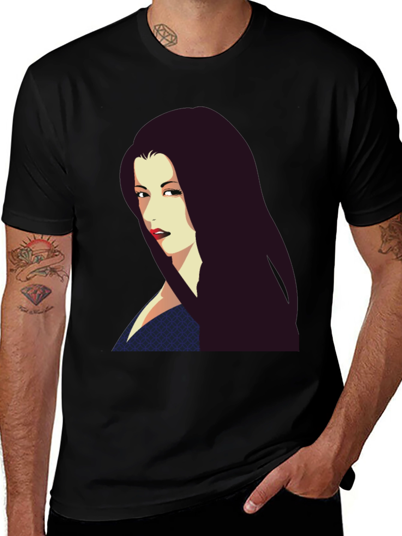 Morticia Addams Style Graphic Tee