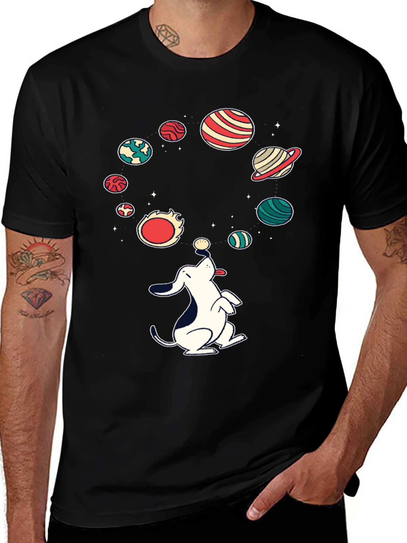 Dog Orbit T-Shirt - Planet Pup Design