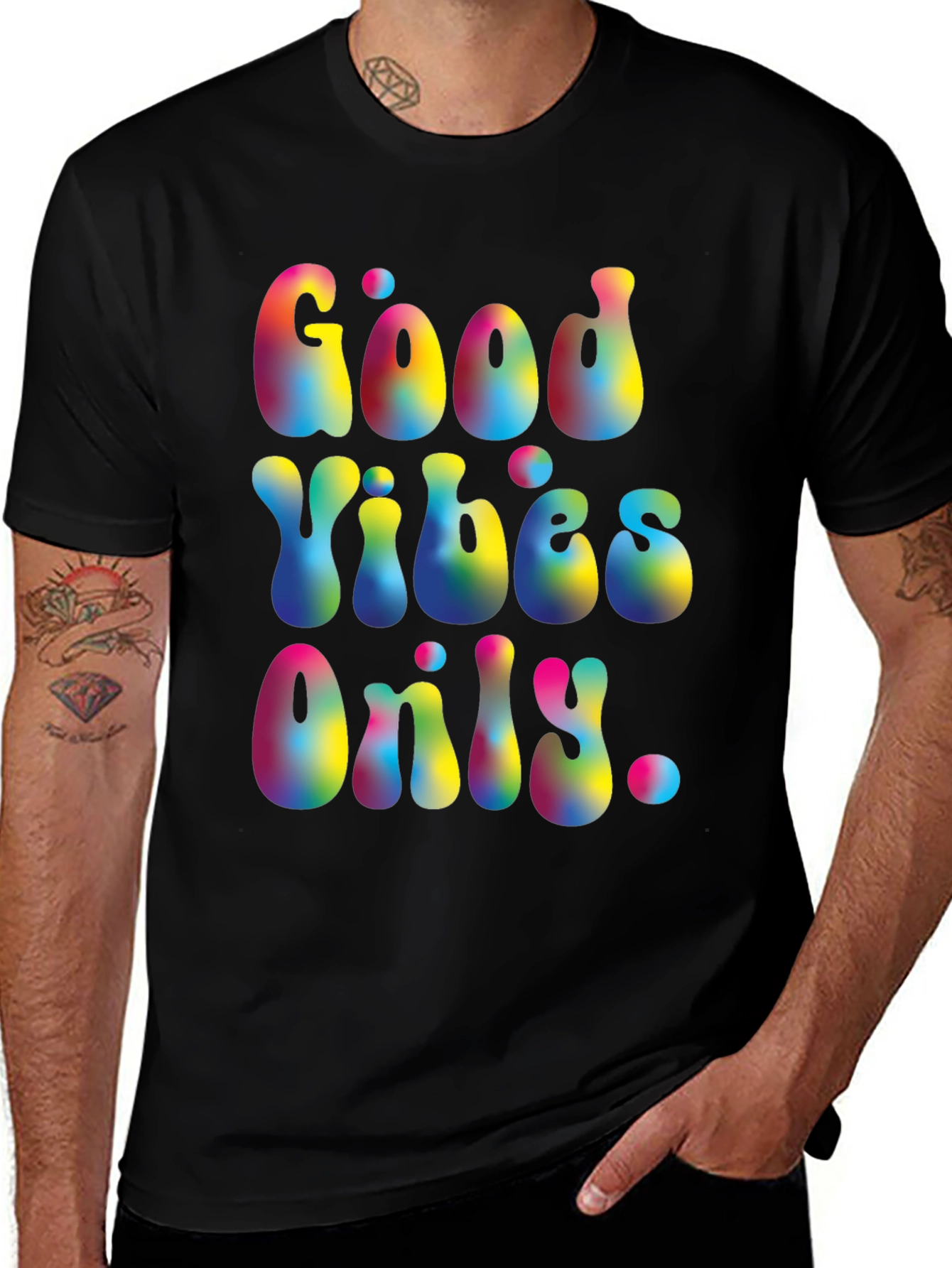Variant 14 of Good Vibes Only Graphic T-Shirt - Retro Style