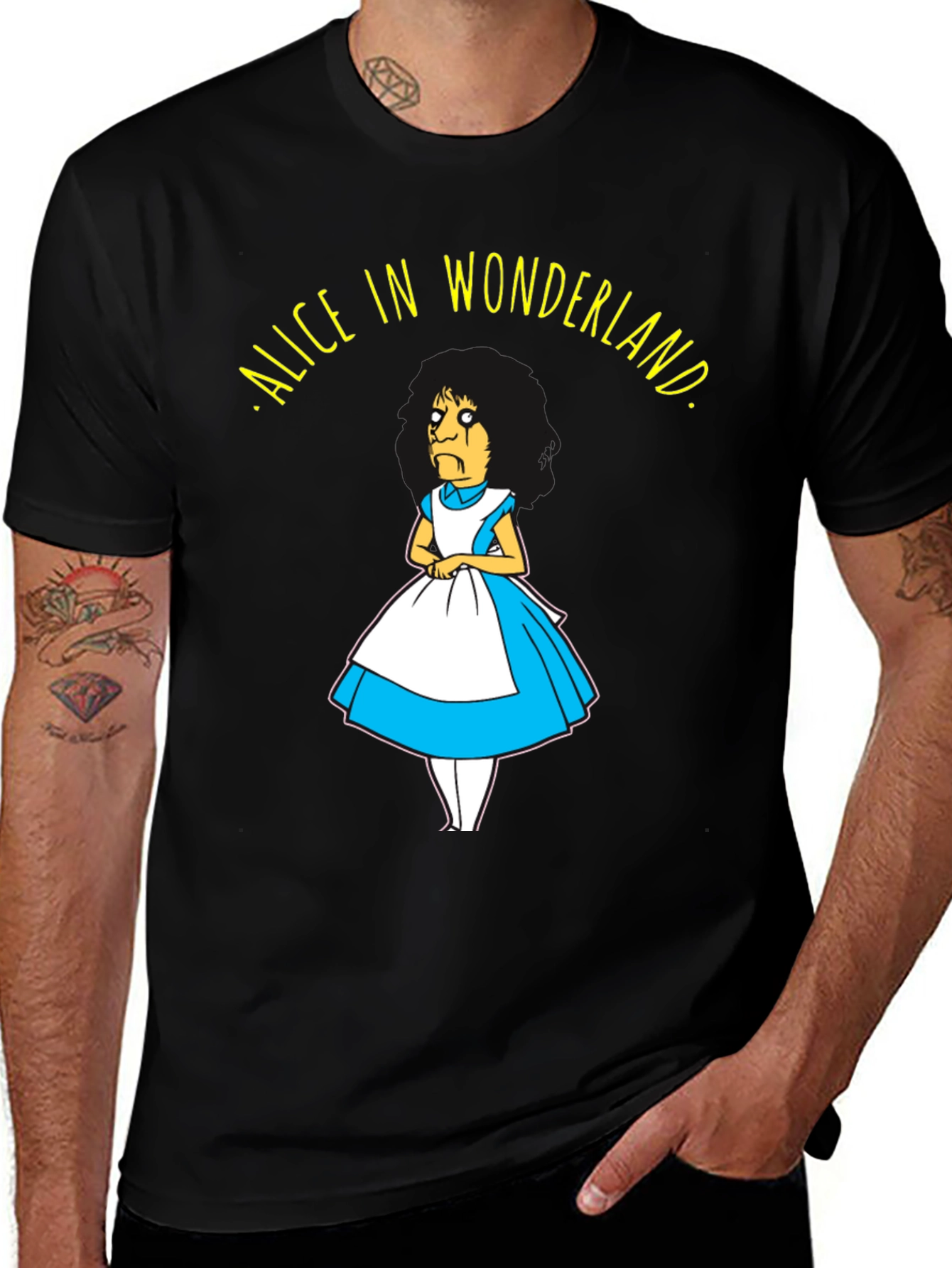 Black Alice in Wonderland Funny Graphic T-Shirt main image