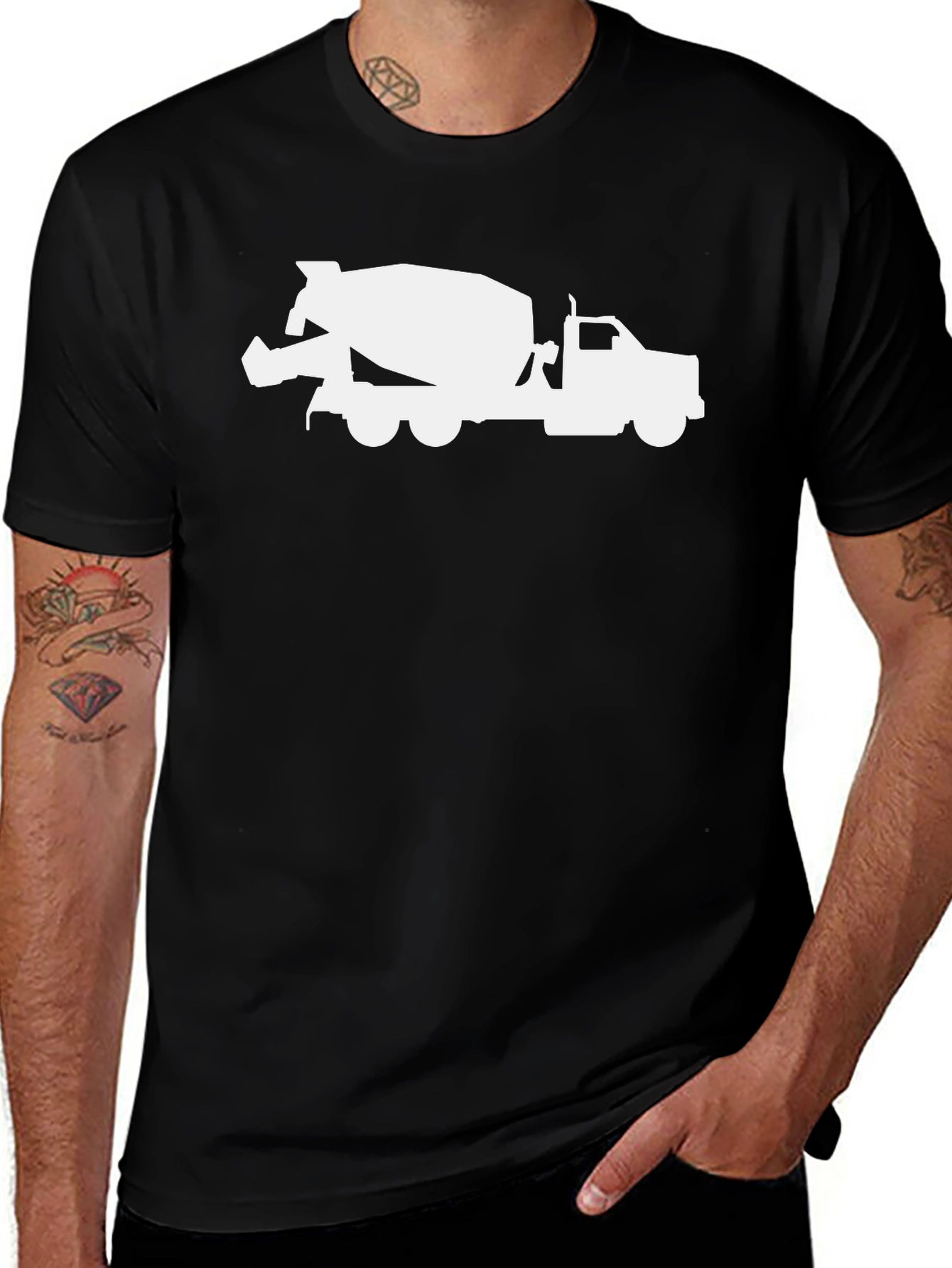 Variant 27 of Cement Truck Graphic Tee - Black Cotton Blend