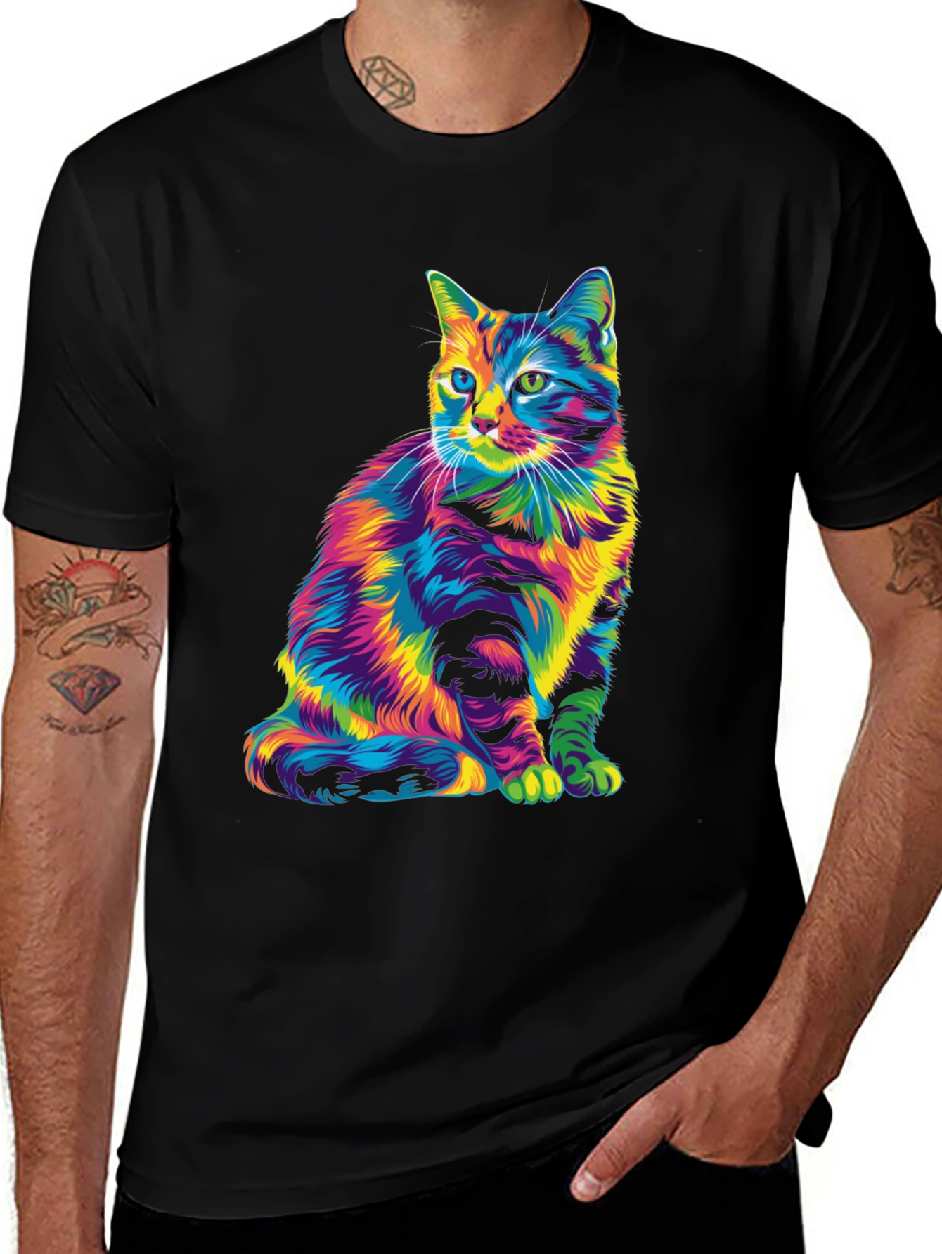 Variant 21 of Rainbow Cat Graphic Tee - Unique & Stylish