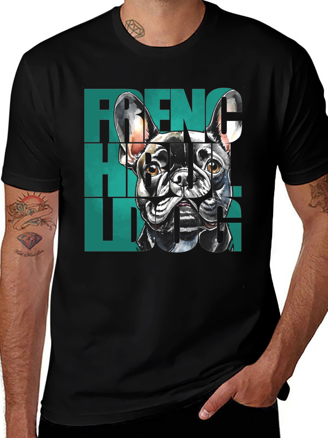 French Bulldog Graphic Tee - Stylish Men's Black T-Shirt