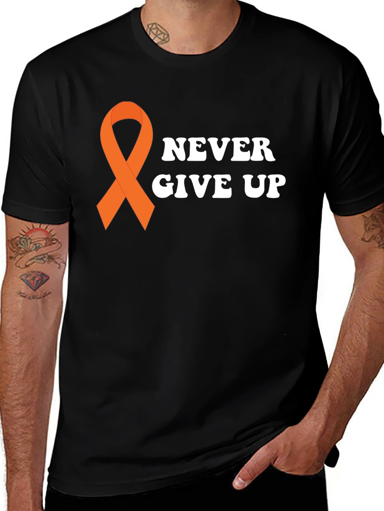 Variant 12 of Never Give Up Awareness Ribbon T-Shirt