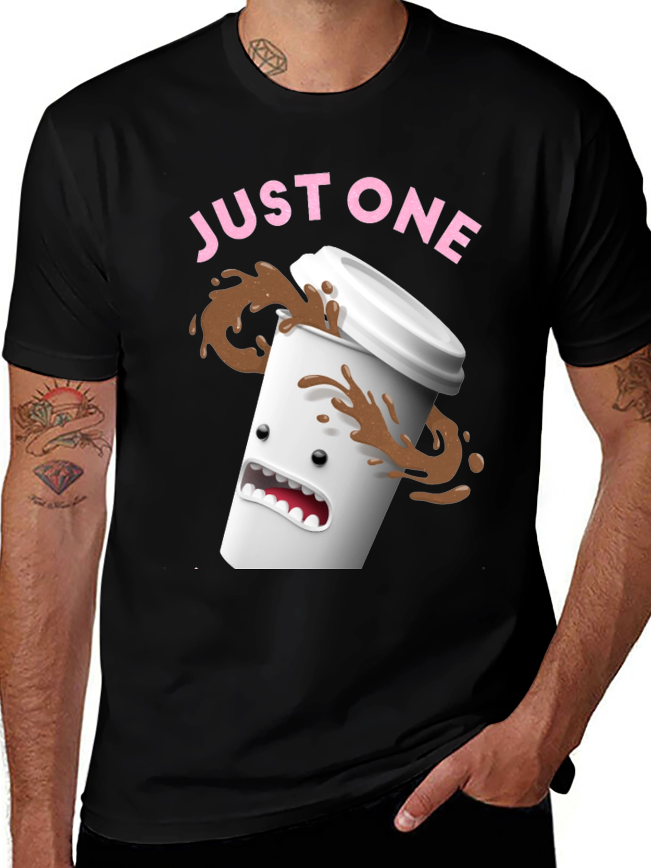 Variant 6 of Just One Coffee T-Shirt - Funny Spilled Coffee Graphic Tee