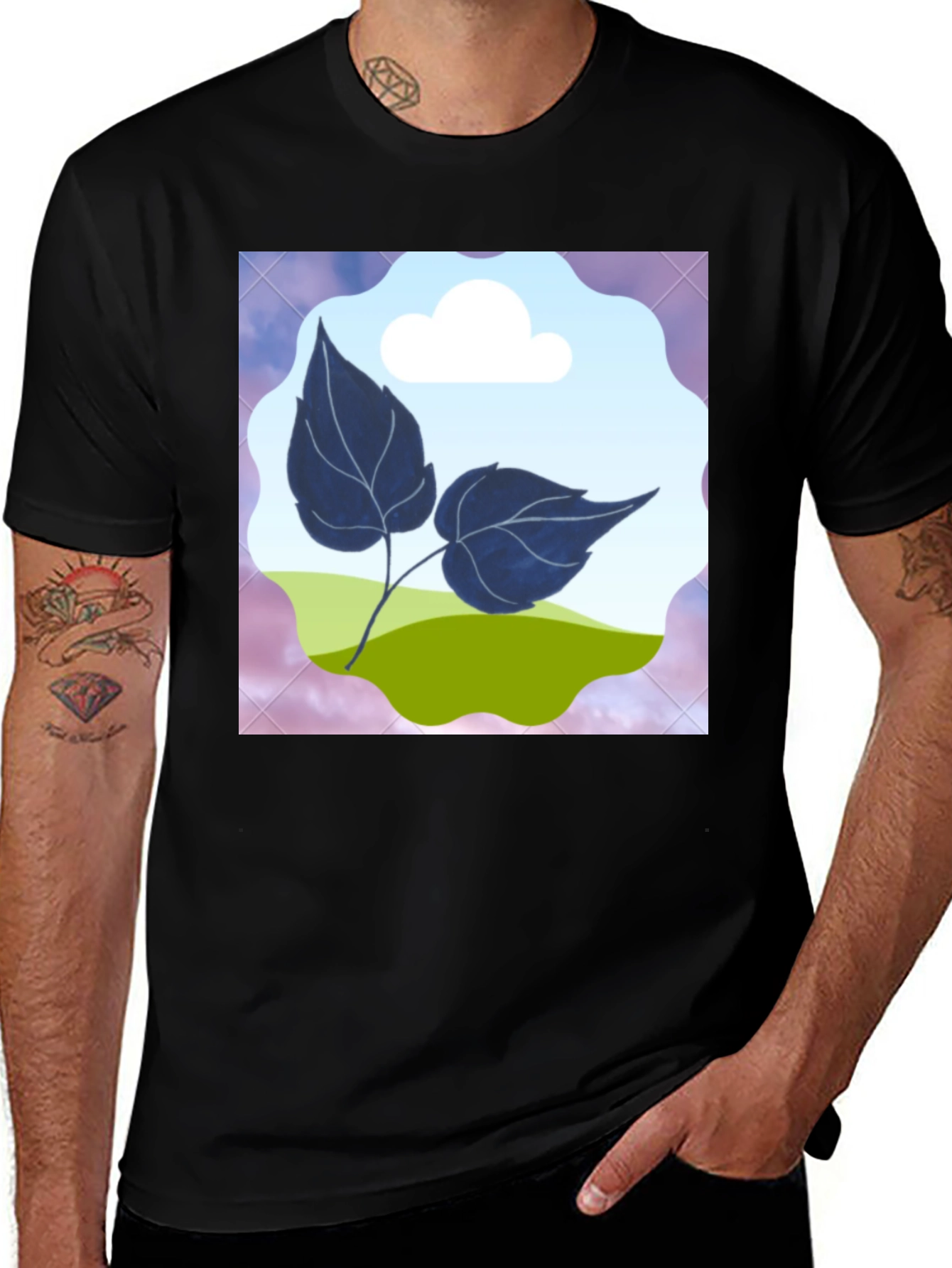 Variant 11 of Leaf & Cloud Graphic Tee - Stylish Comfort