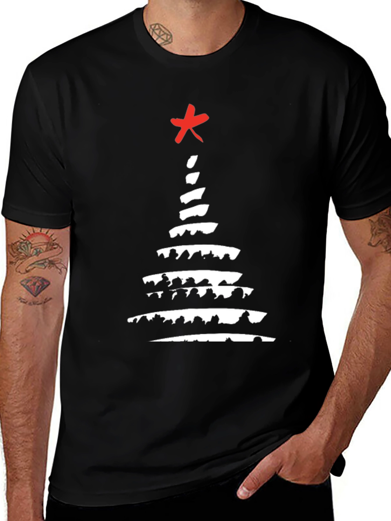 Variant 3 of Abstract Christmas Tree Graphic Tee - Black