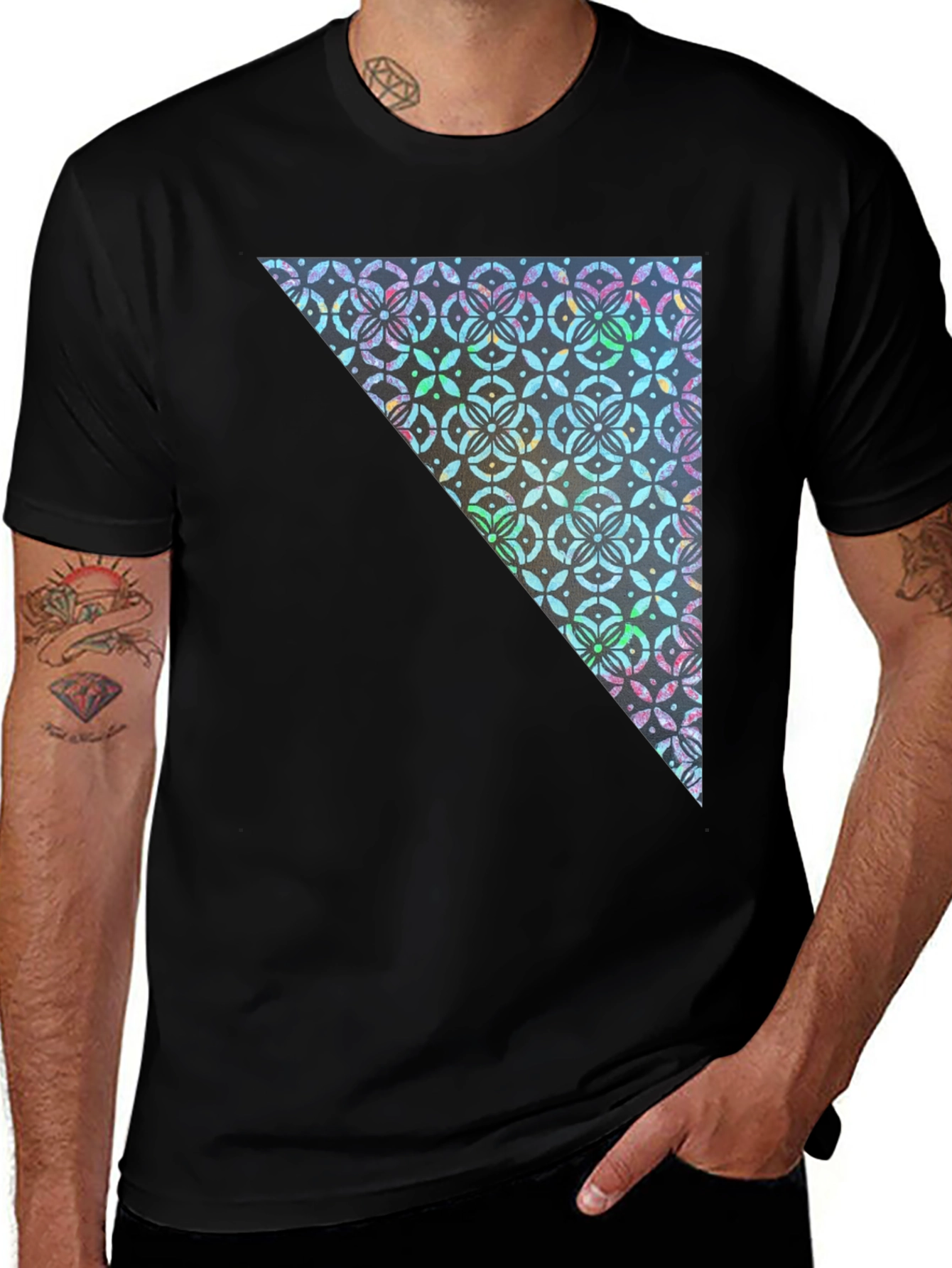 Variant 10 of Geometric Triangle Print Crew Neck Tee