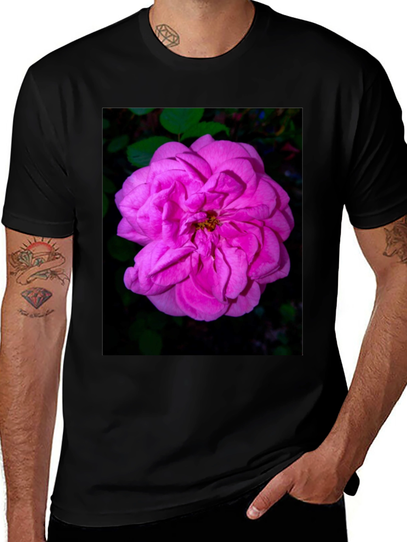 Floral Print Black T-Shirt