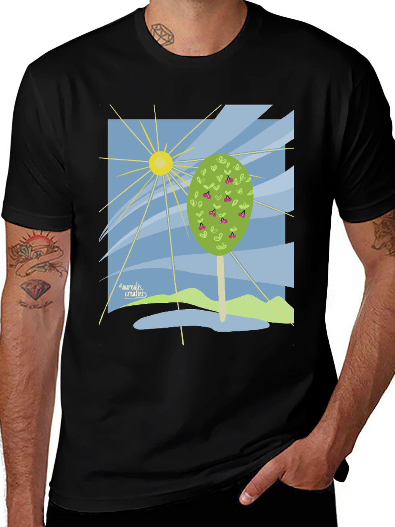 Nature Graphic T-Shirt - Cherry Tree Design