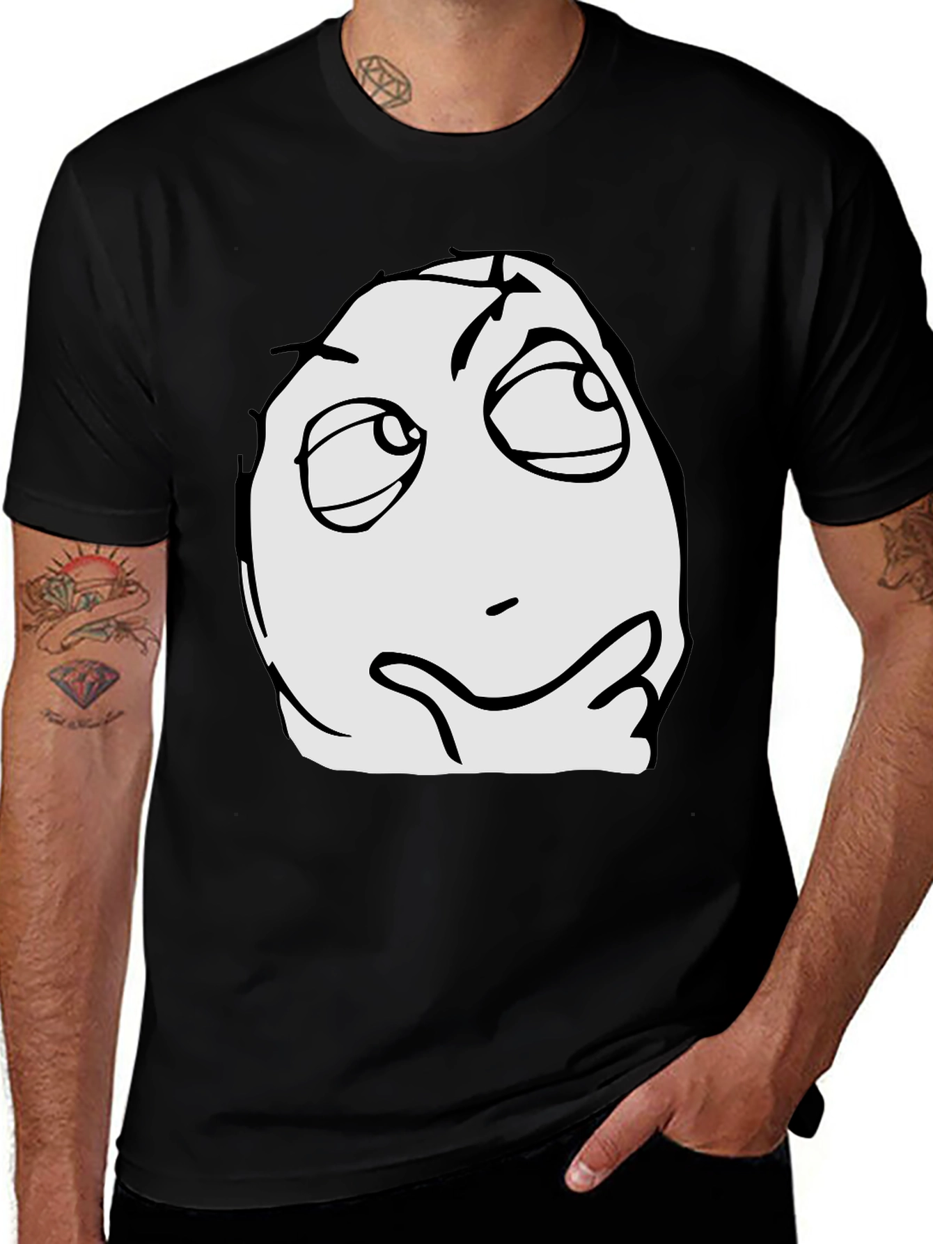 Variant 15 of Thinking Meme Graphic T-Shirt - Black