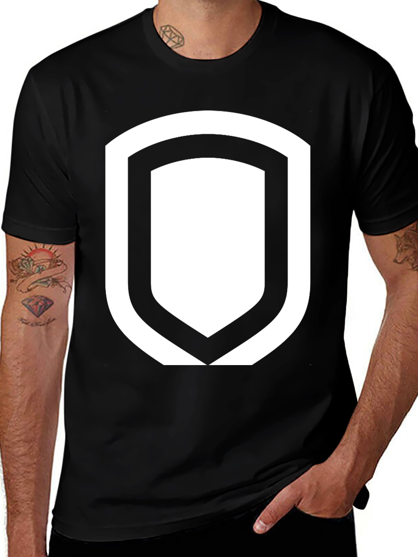 Variant 15 of Modern Shield Graphic Black T-Shirt
