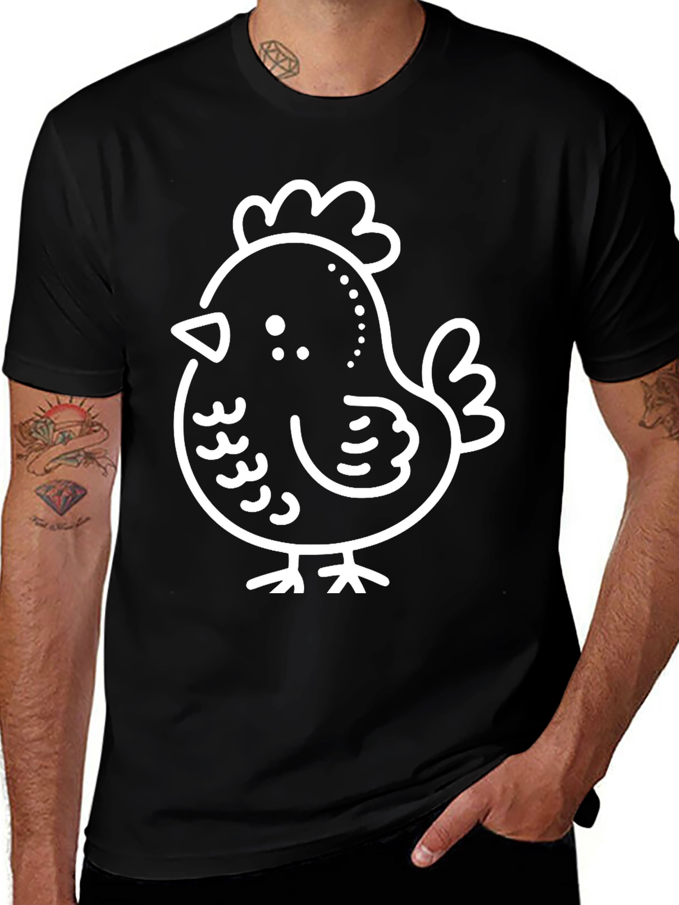 Variant 4 of Cute Chicken Graphic Tee - Black