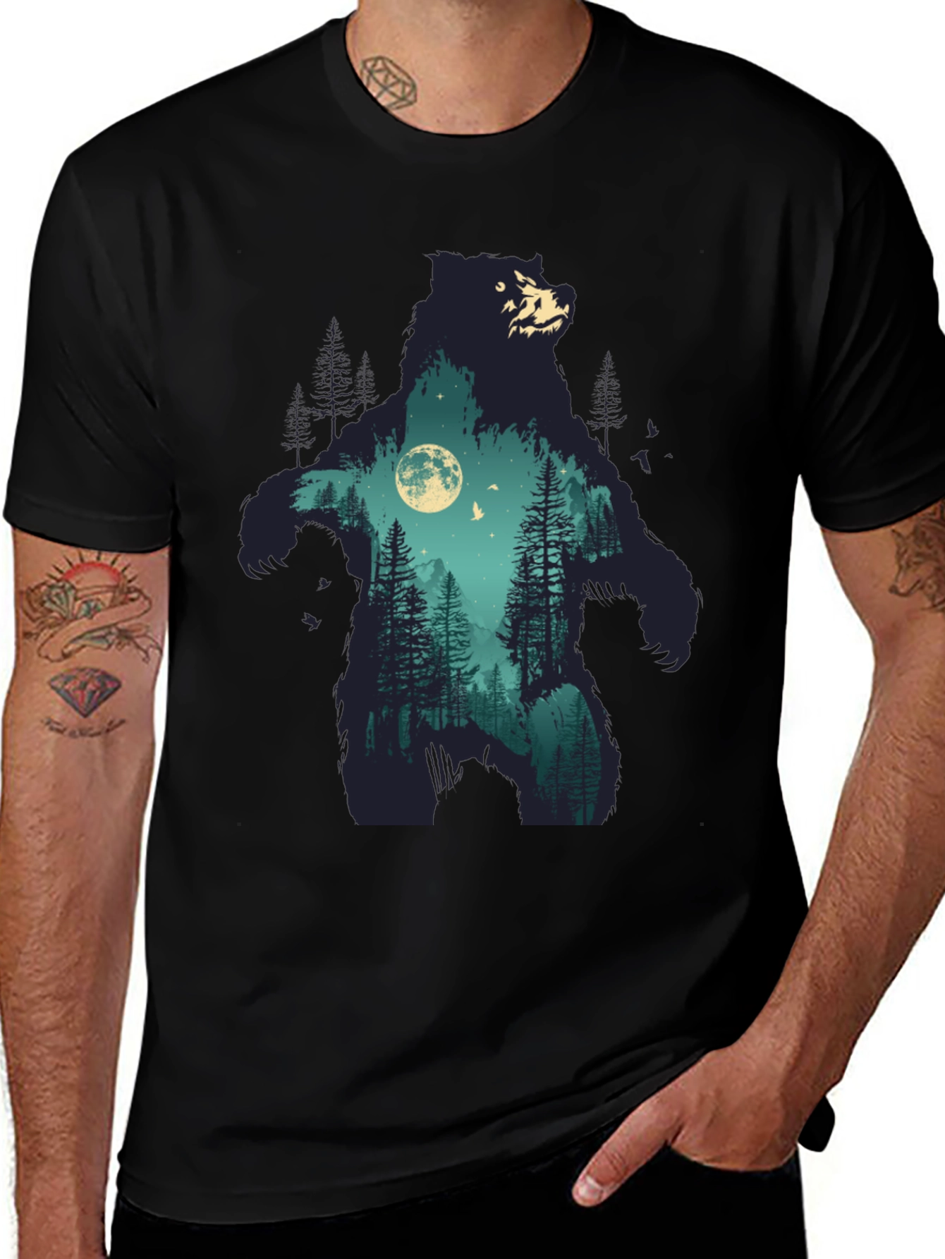 Variant 19 of Bear Forest Graphic Tee - Nature Lover's T-Shirt
