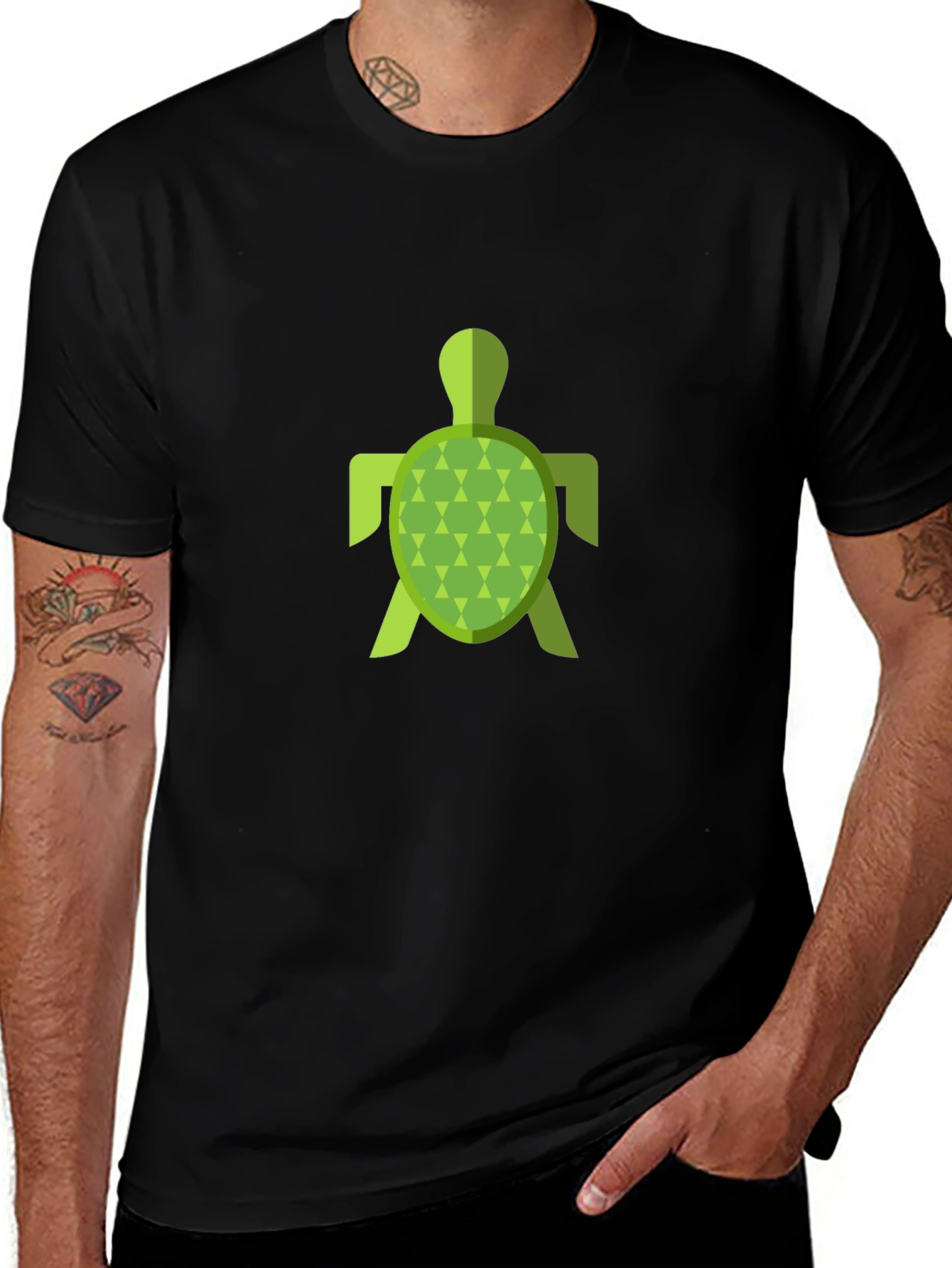 Variant 27 of Green Turtle Graphic Black T-Shirt