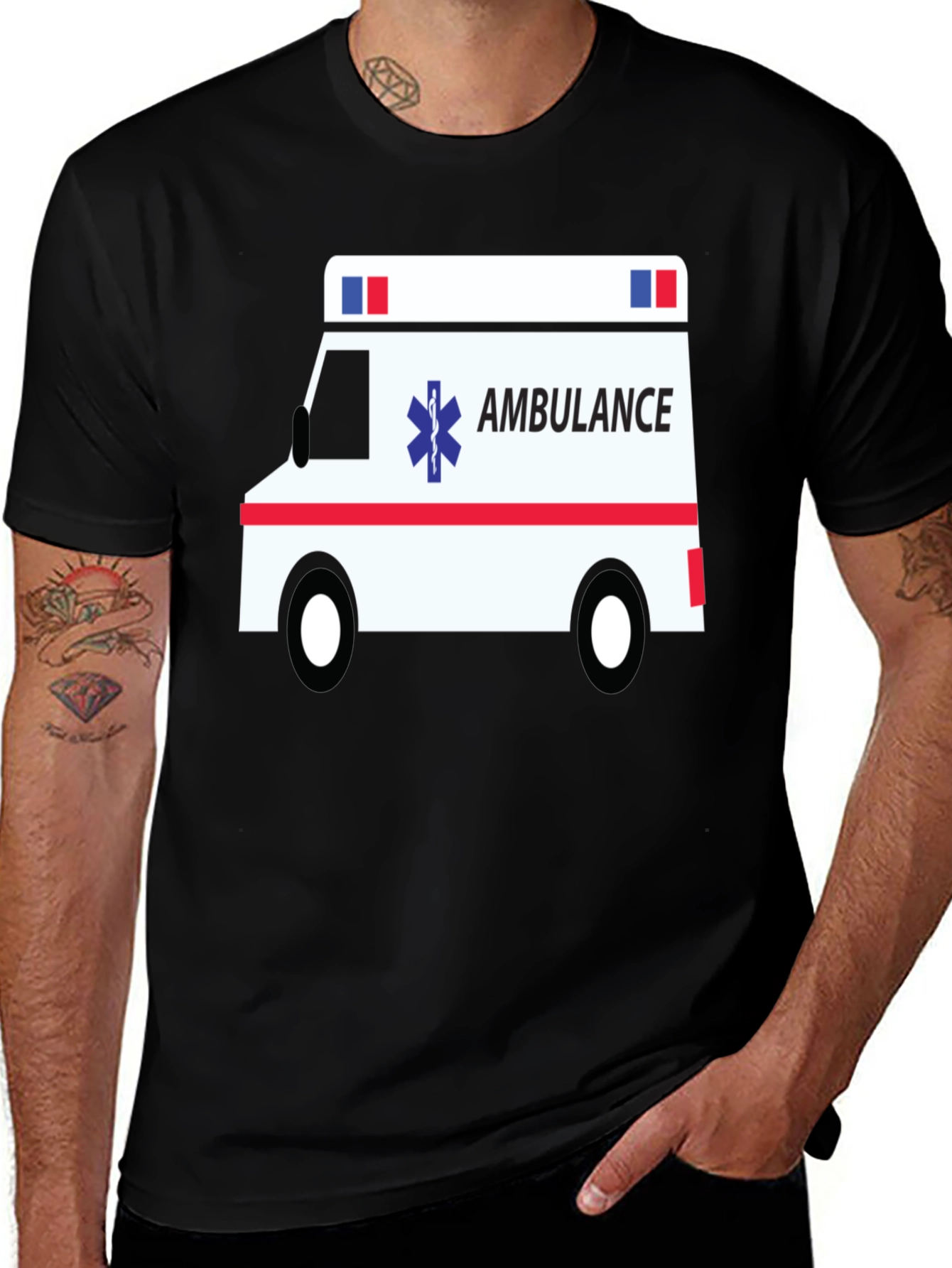 Variant 6 of Ambulance Graphic Tee - Black Cotton T-Shirt