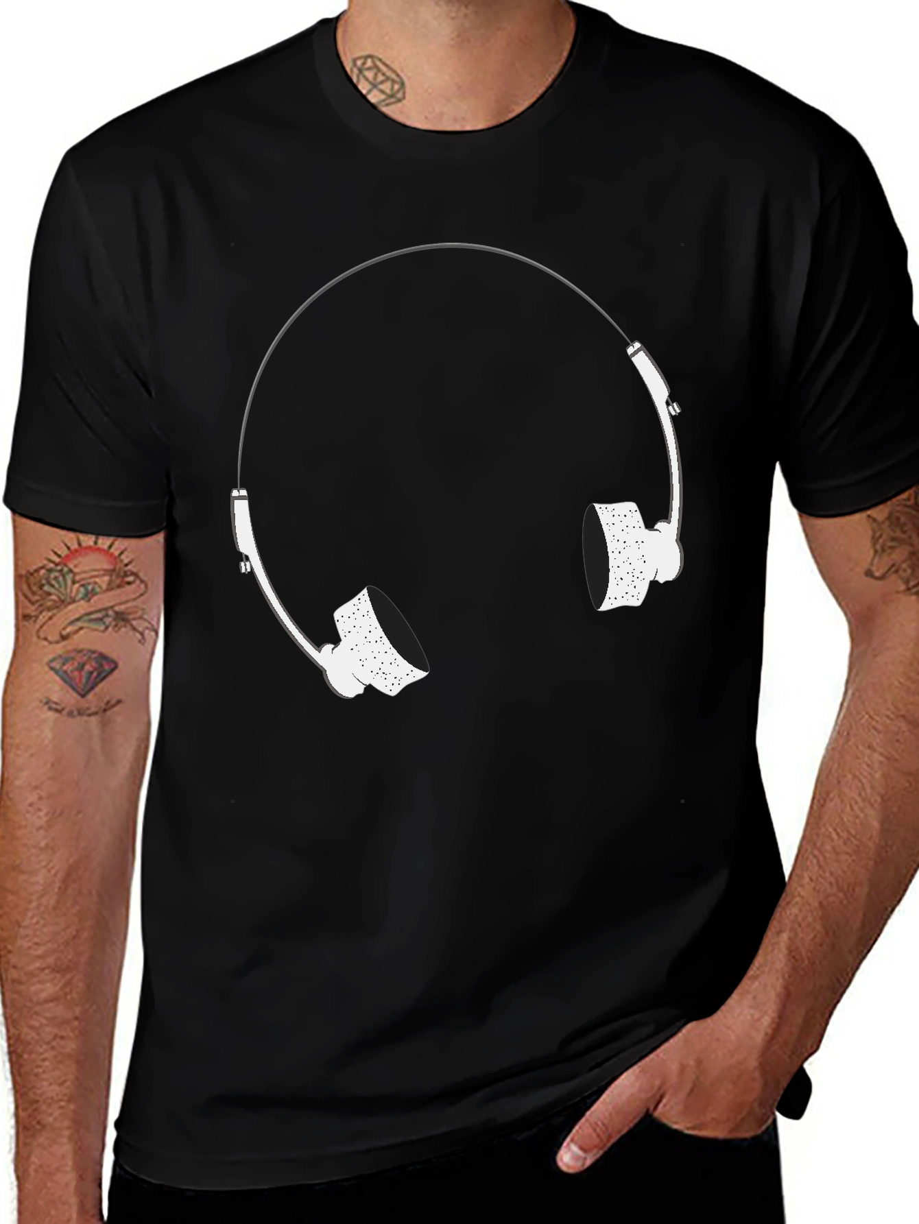 Variant 21 of Cool Black T-Shirt with Headphone Graphic