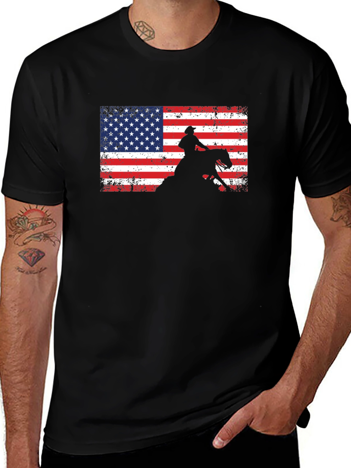 Variant 12 of American Cowboy T-Shirt: Patriotic Rodeo Style