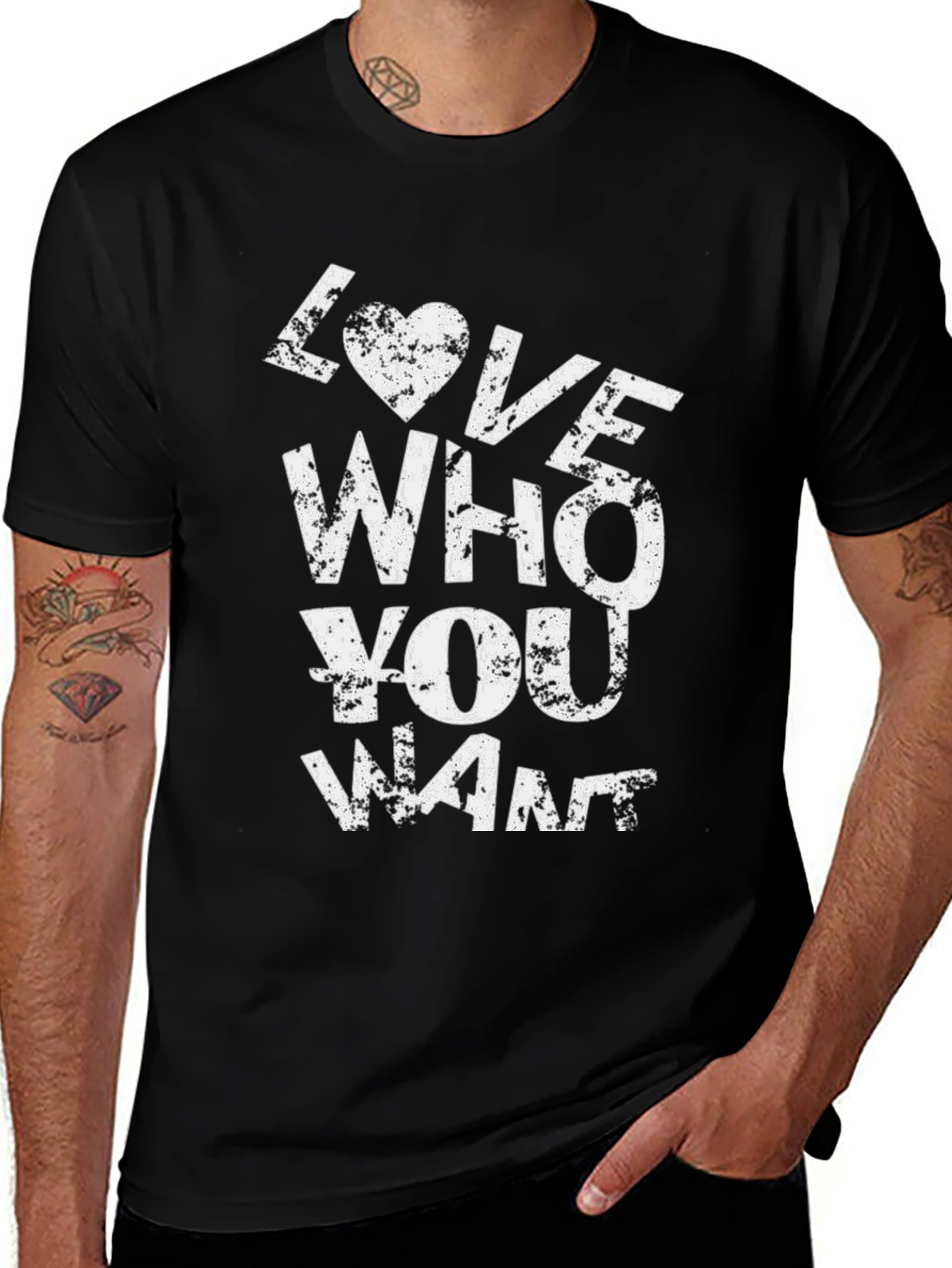 Variant 23 of Love Who You Want Graphic Tee - Black Cotton