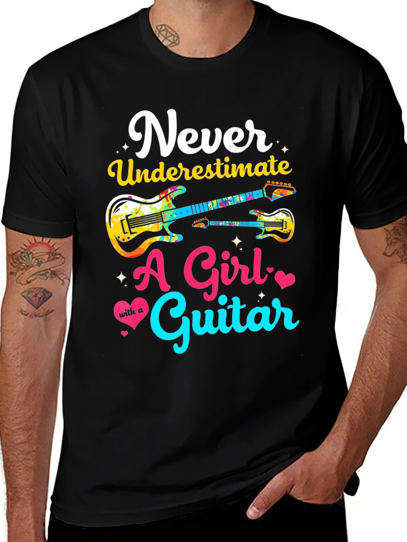 Variant 24 of Never Underestimate Guitar Girl T-Shirt