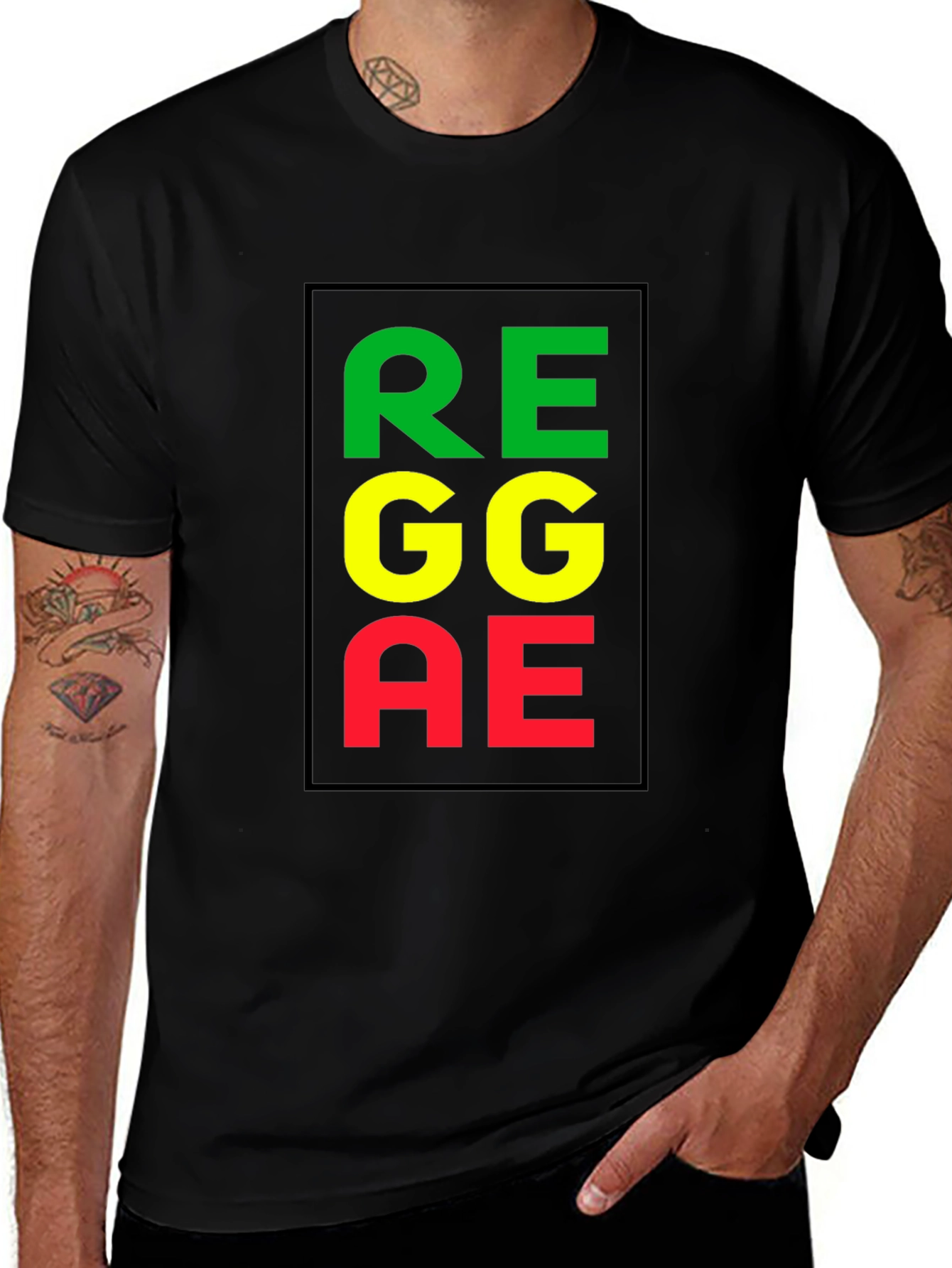 Variant 10 of Reggae Graphic Black T-Shirt
